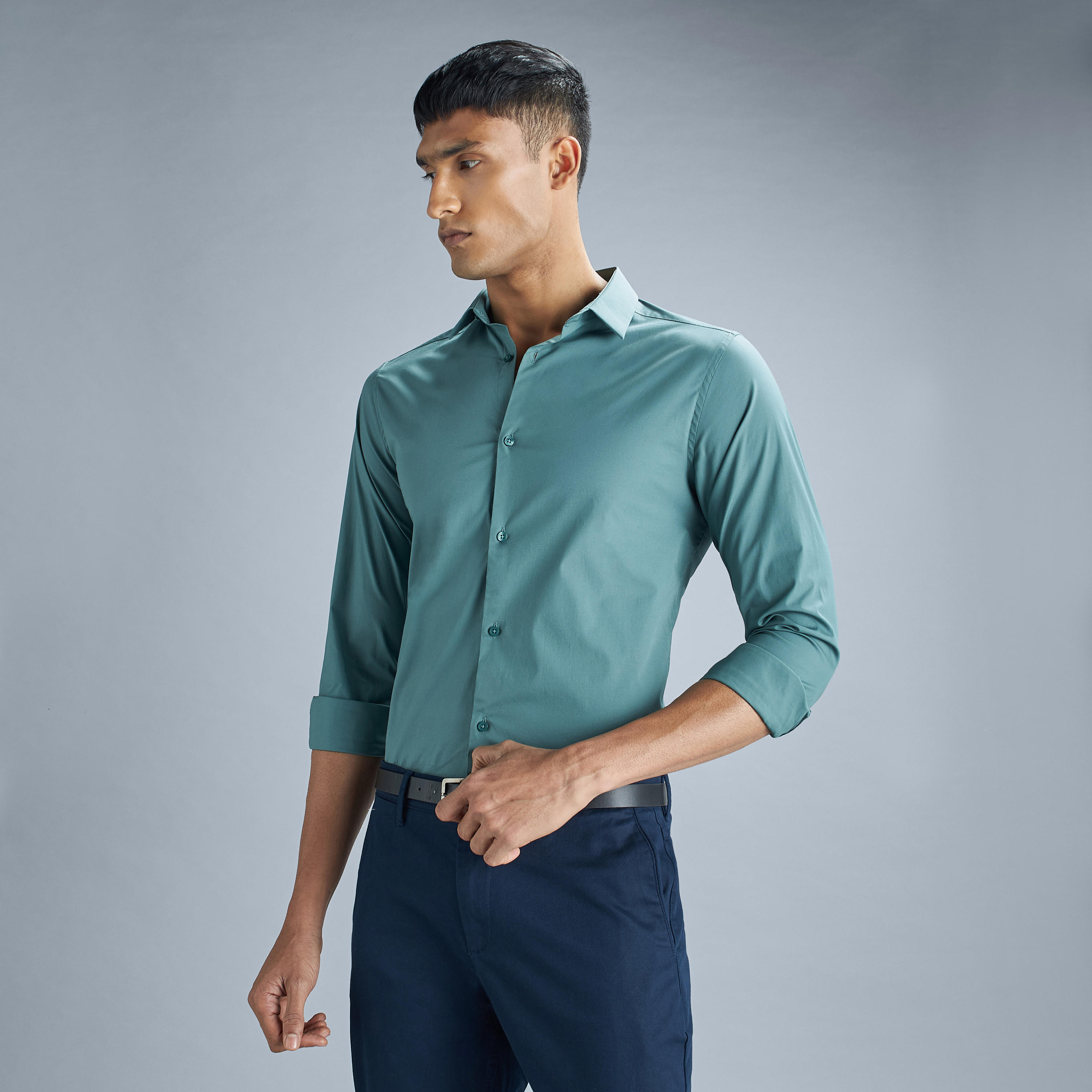 Solid Shirt with Long Sleeves and Button Closure-men-clothing-shirts-image-9