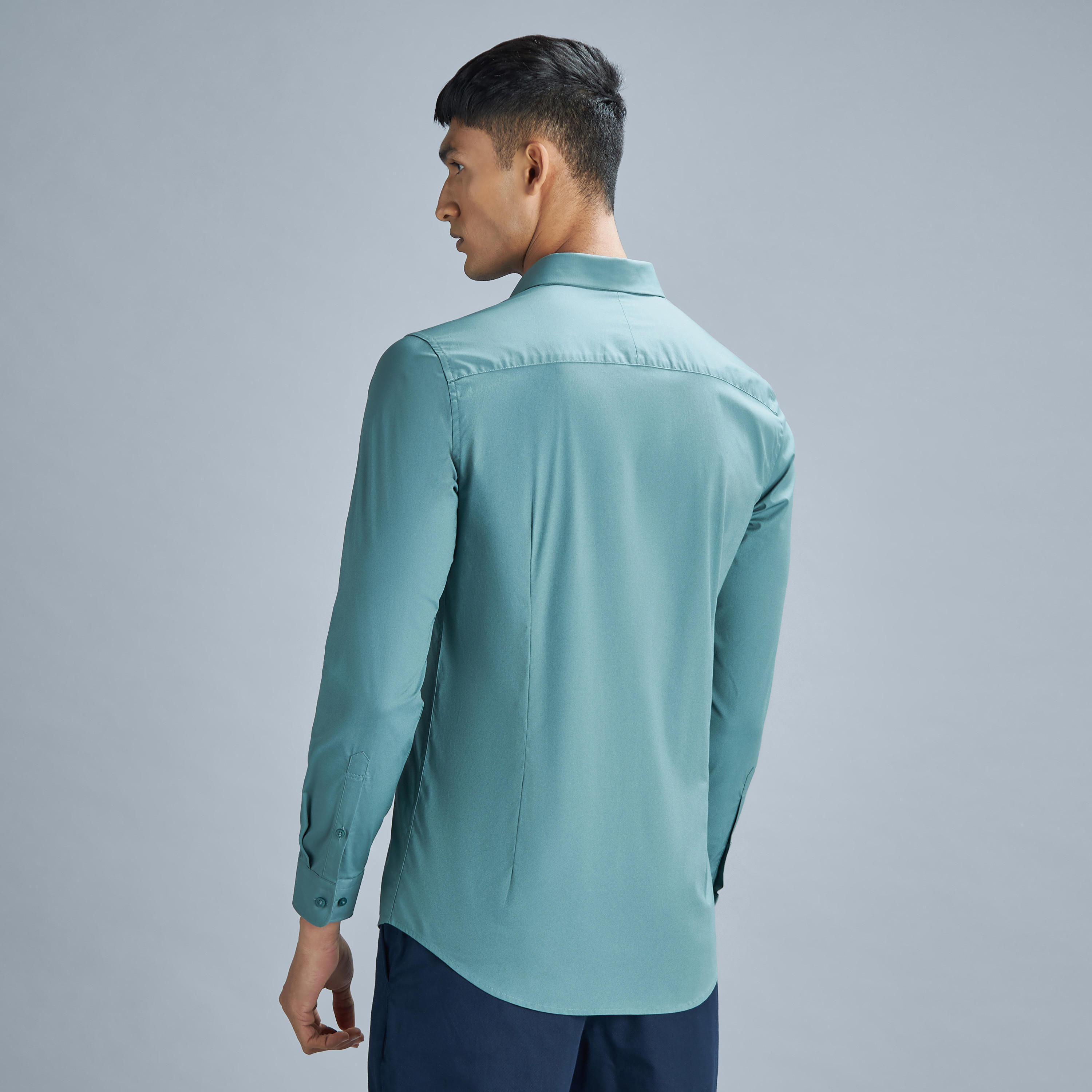 Solid Shirt with Long Sleeves and Button Closure-men-clothing-shirts-image-11