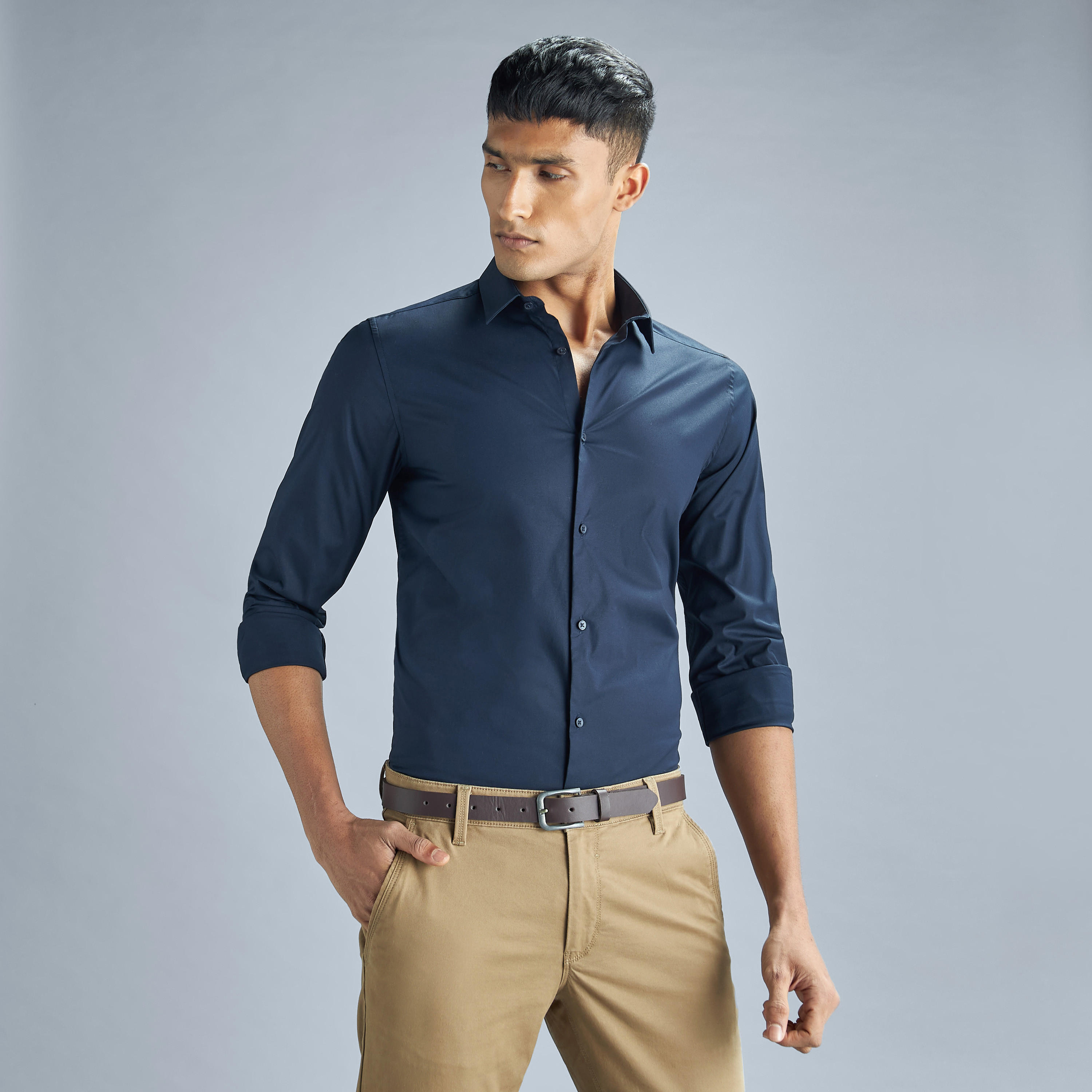 Solid Shirt with Long Sleeves and Button Closure-men-clothing-shirts-image-13