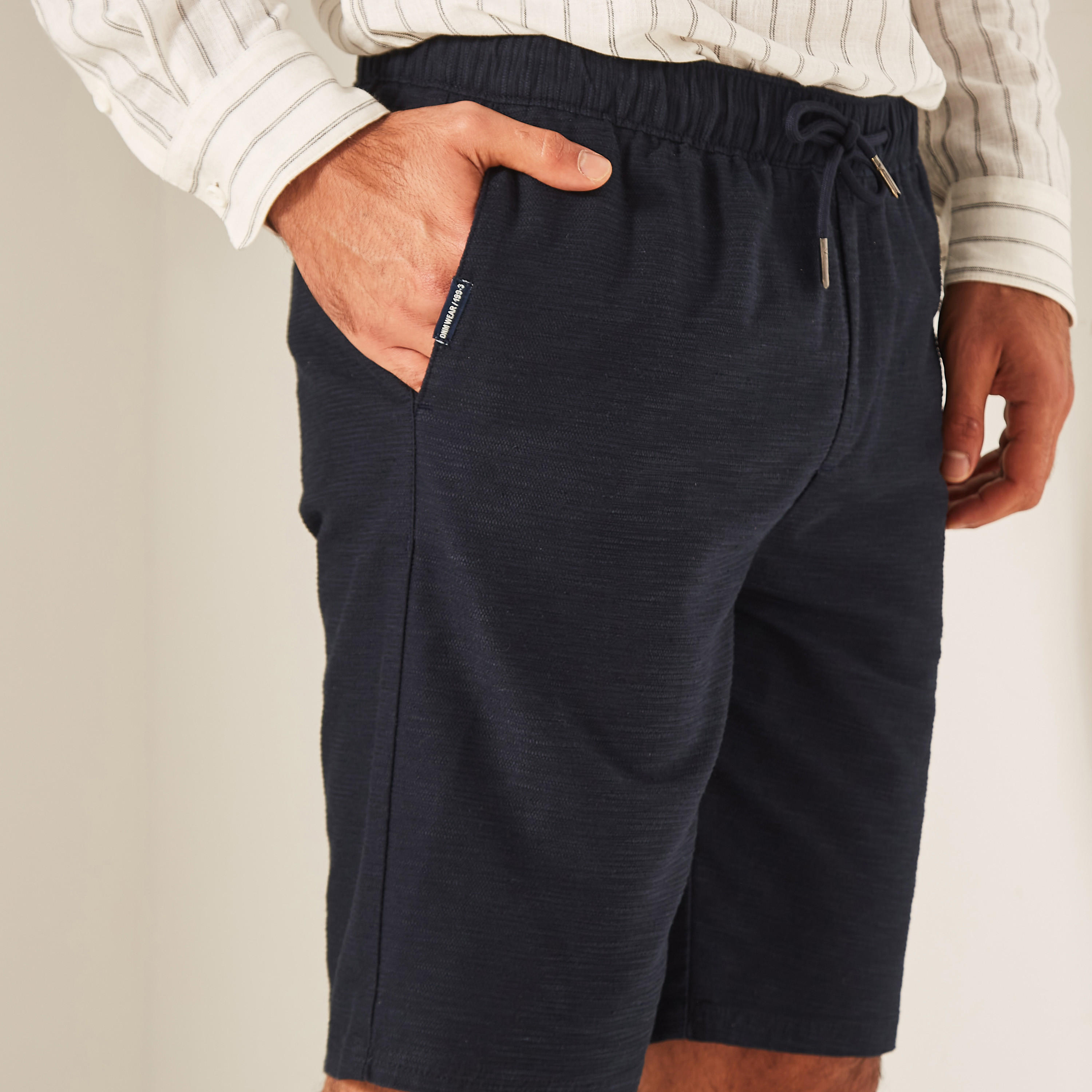 Solid Shorts with Drawstring Closure and Pockets-men-clothing-bottoms-shorts-image-4
