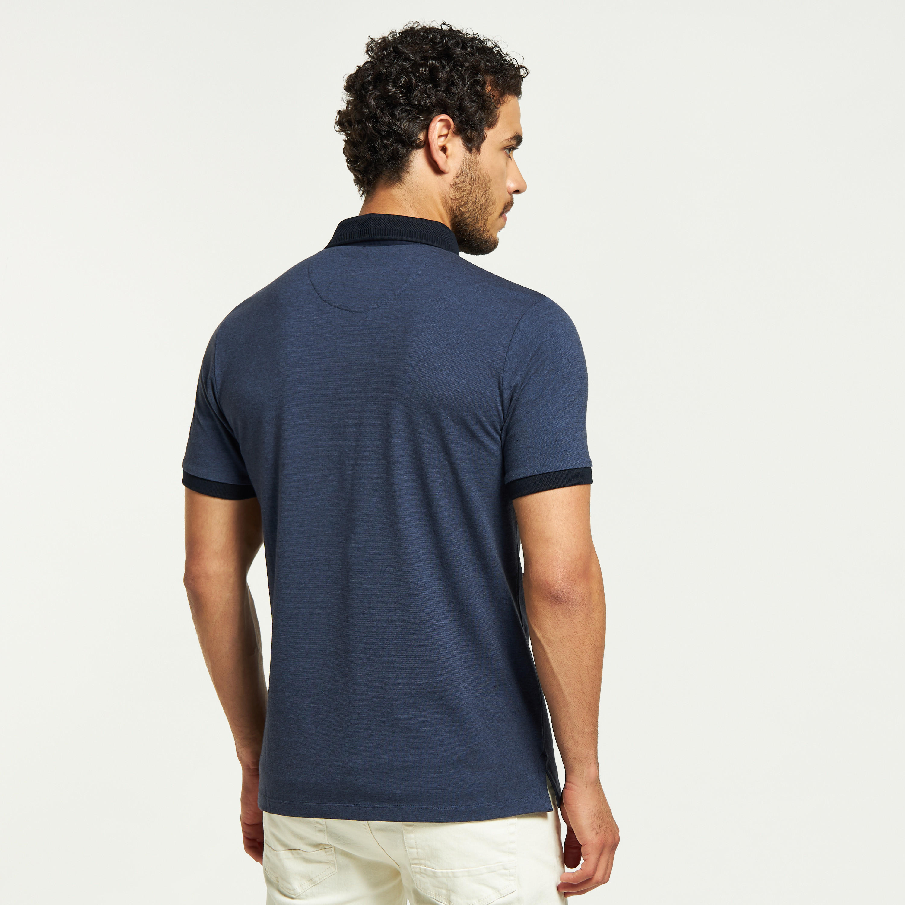 Solid Polo T-shirt with Short Sleeves-men-clothing-tshirtsandpolos-polos-image-3