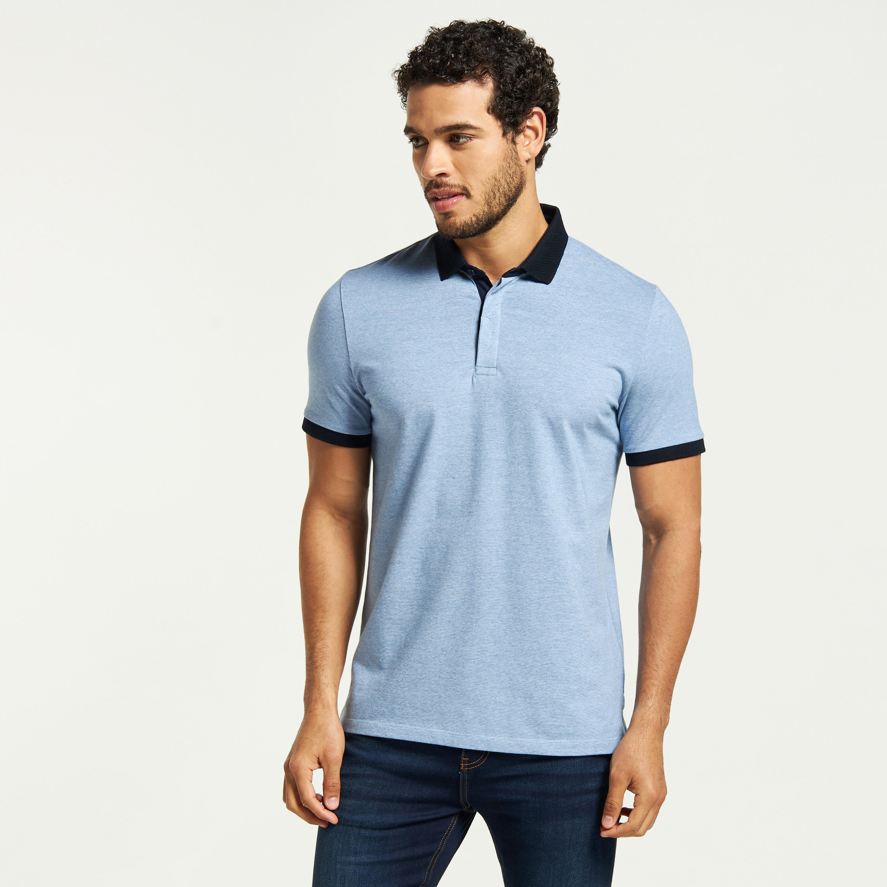 Solid Polo T-shirt with Short Sleeves-men-clothing-tshirtsandpolos-polos-image-5