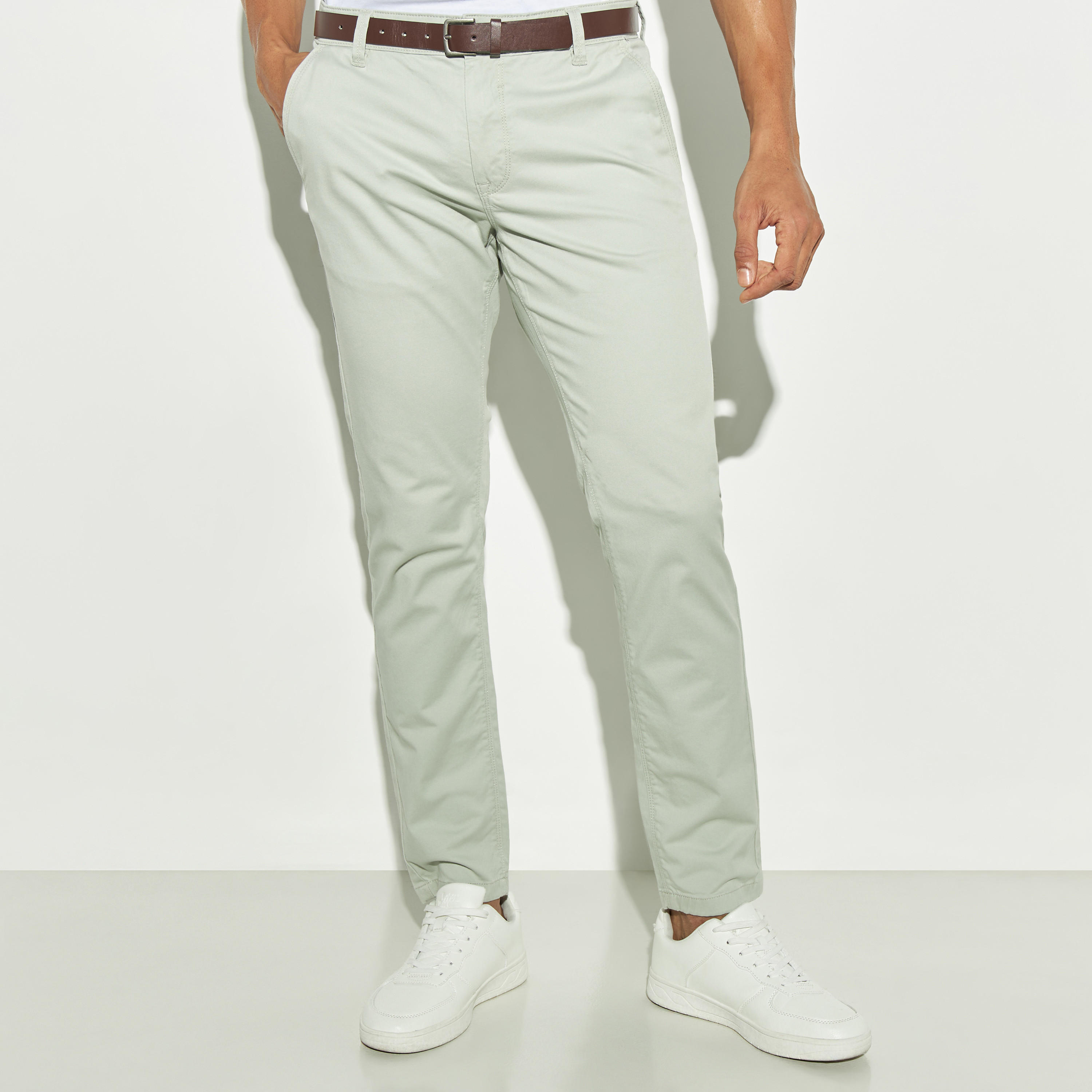Regular Fit Solid Chinos with Belt-men-clothing-bottoms-trousersandchinos-chinos-image-1