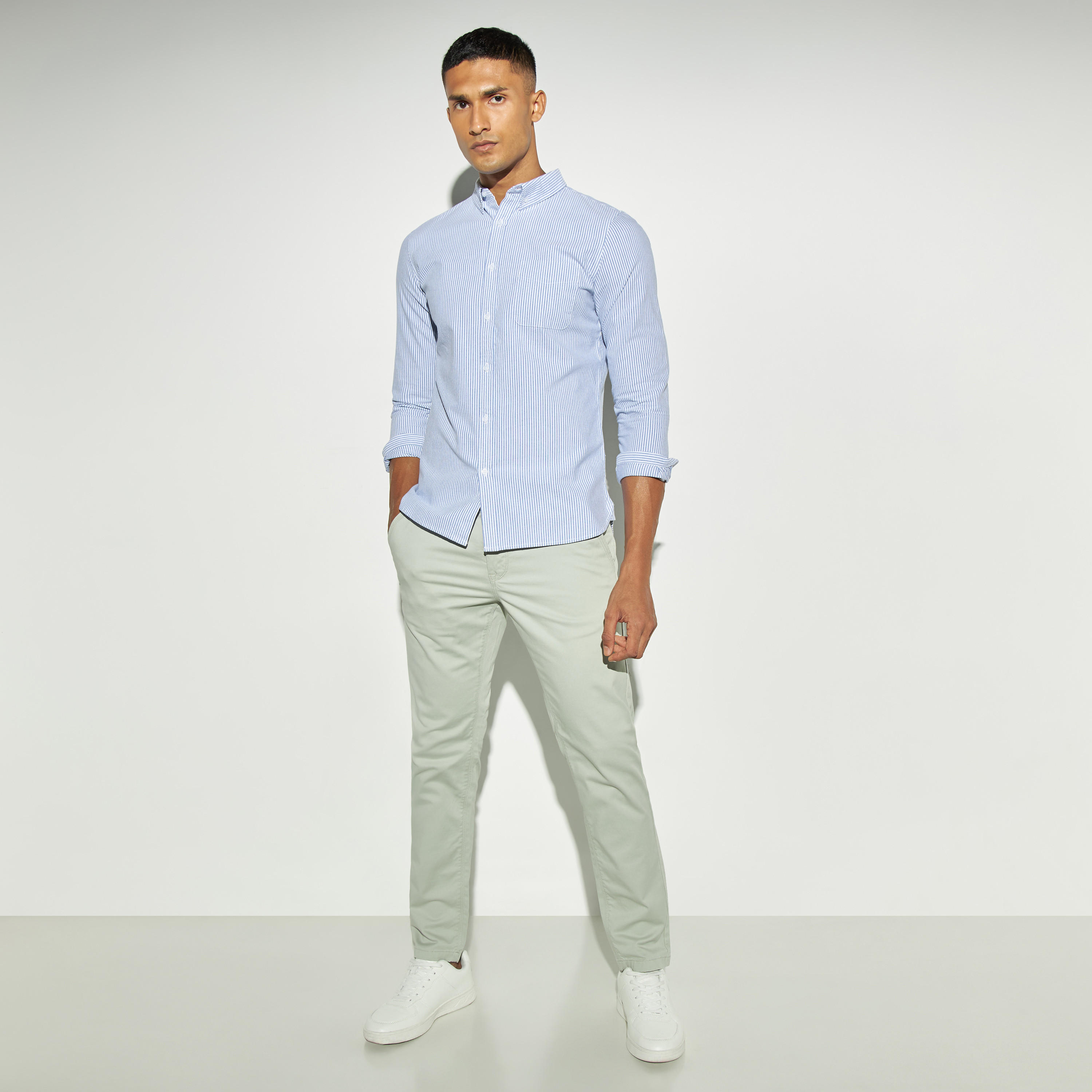 Regular Fit Solid Chinos with Belt-men-clothing-bottoms-trousersandchinos-chinos-image-2