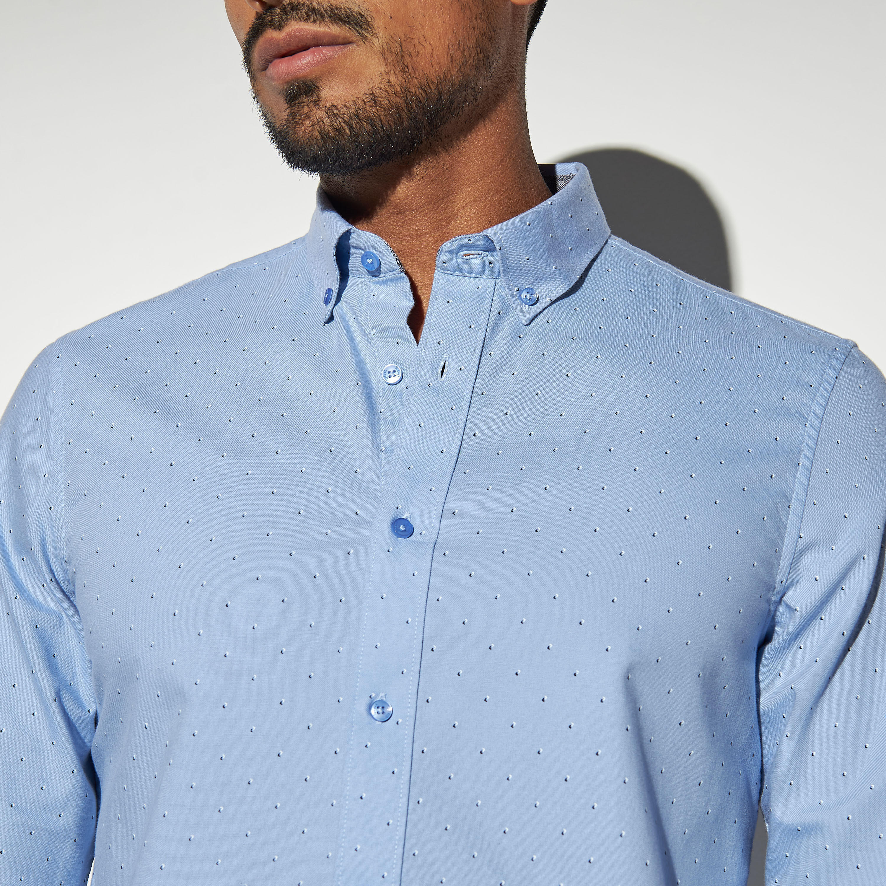 Printed Oxford Shirt with Long Sleeves-men-clothing-shirts-image-3