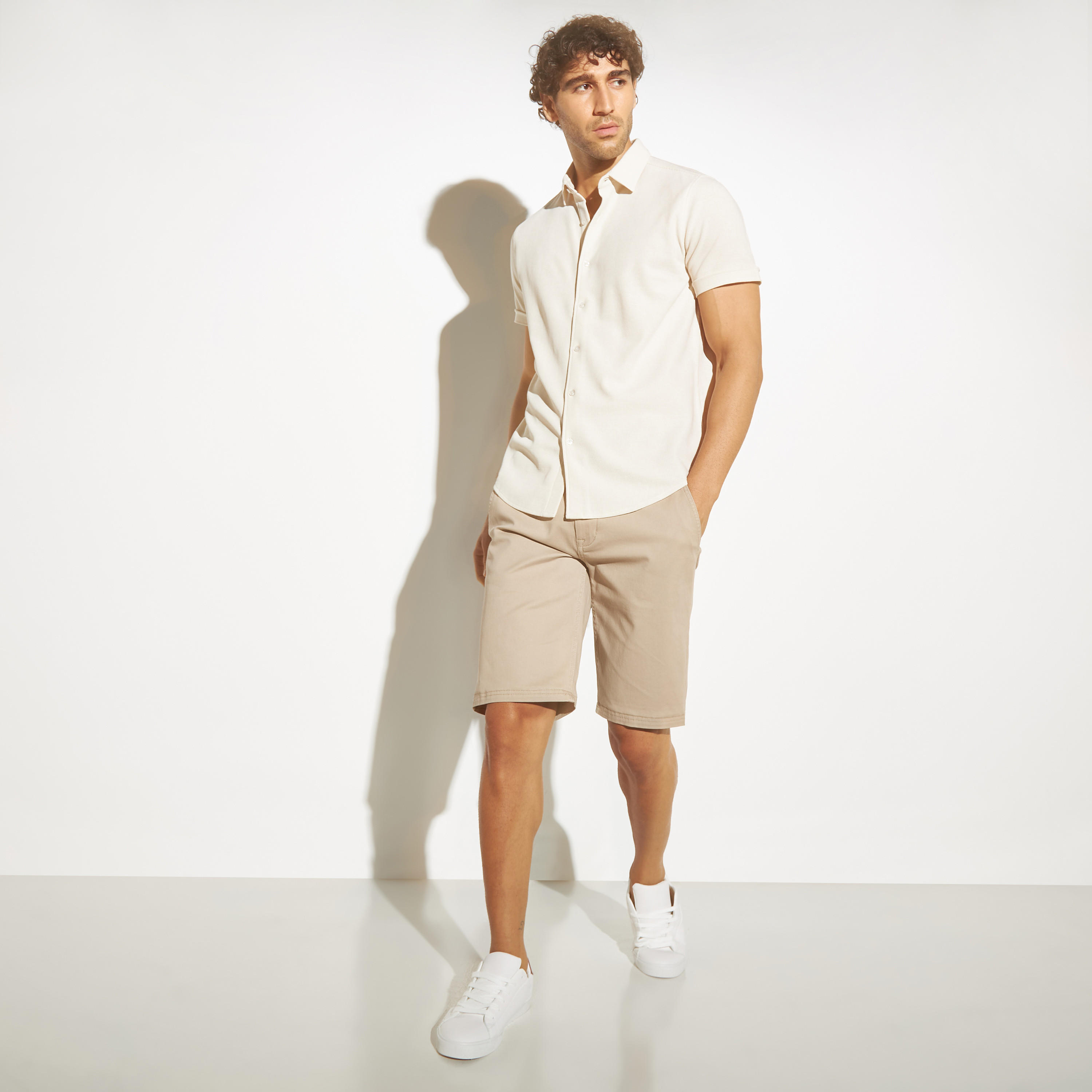 Solid Shirt with Short Sleeves-men-clothing-shirts-image-2