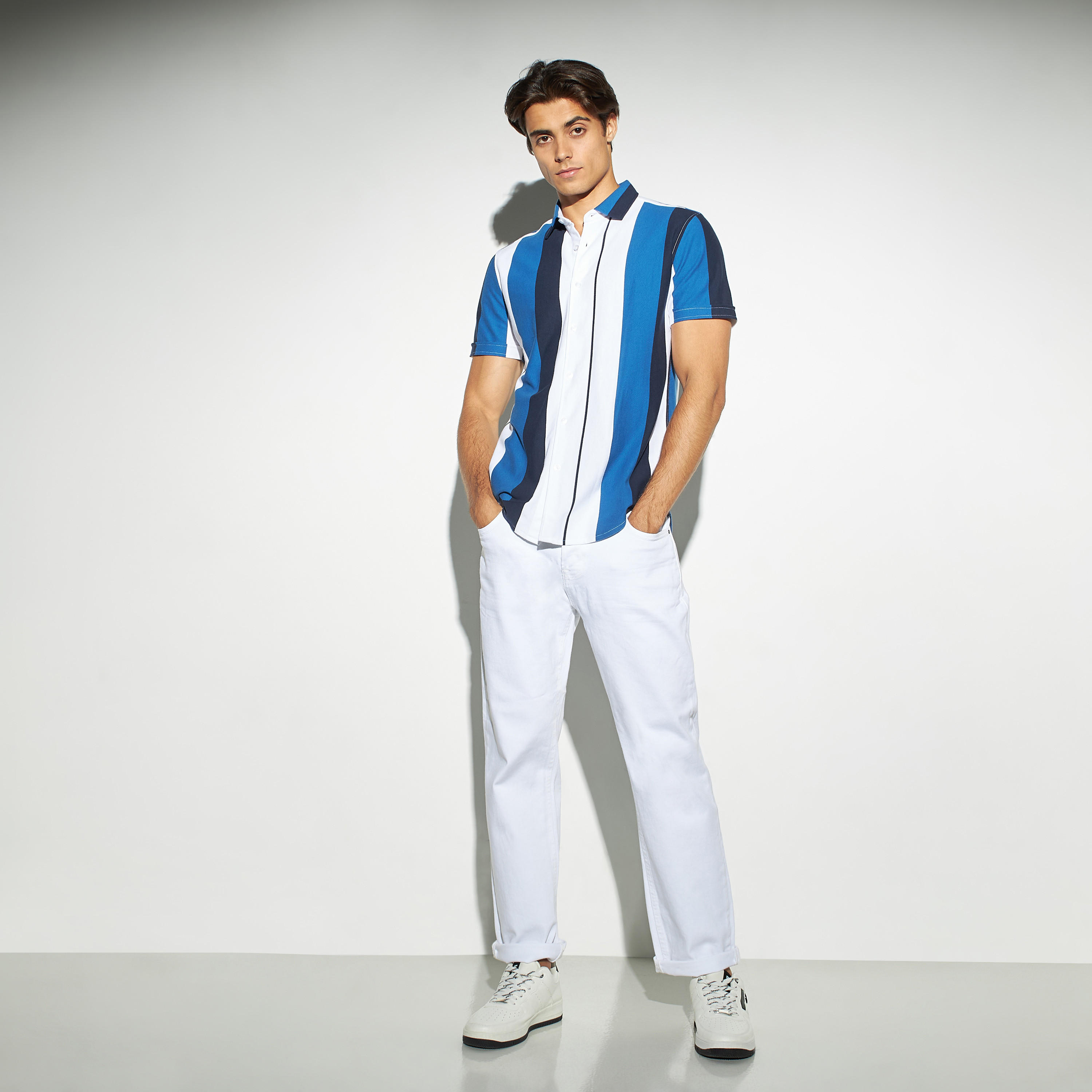 Striped Shirt with Short Sleeves-men-clothing-shirts-image-2