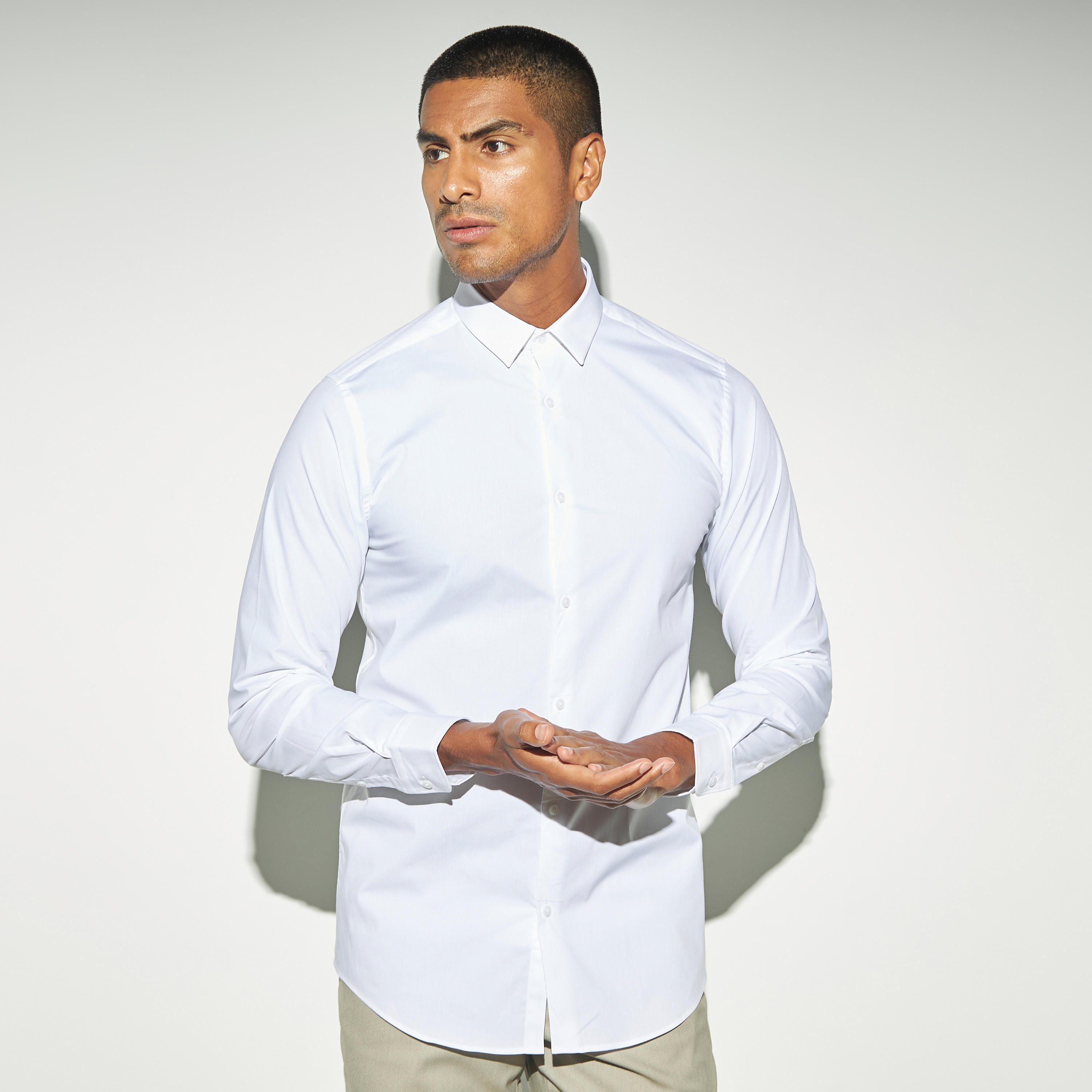 Solid Stretch Shirt with Long Sleeves-men-clothing-shirts-image-1