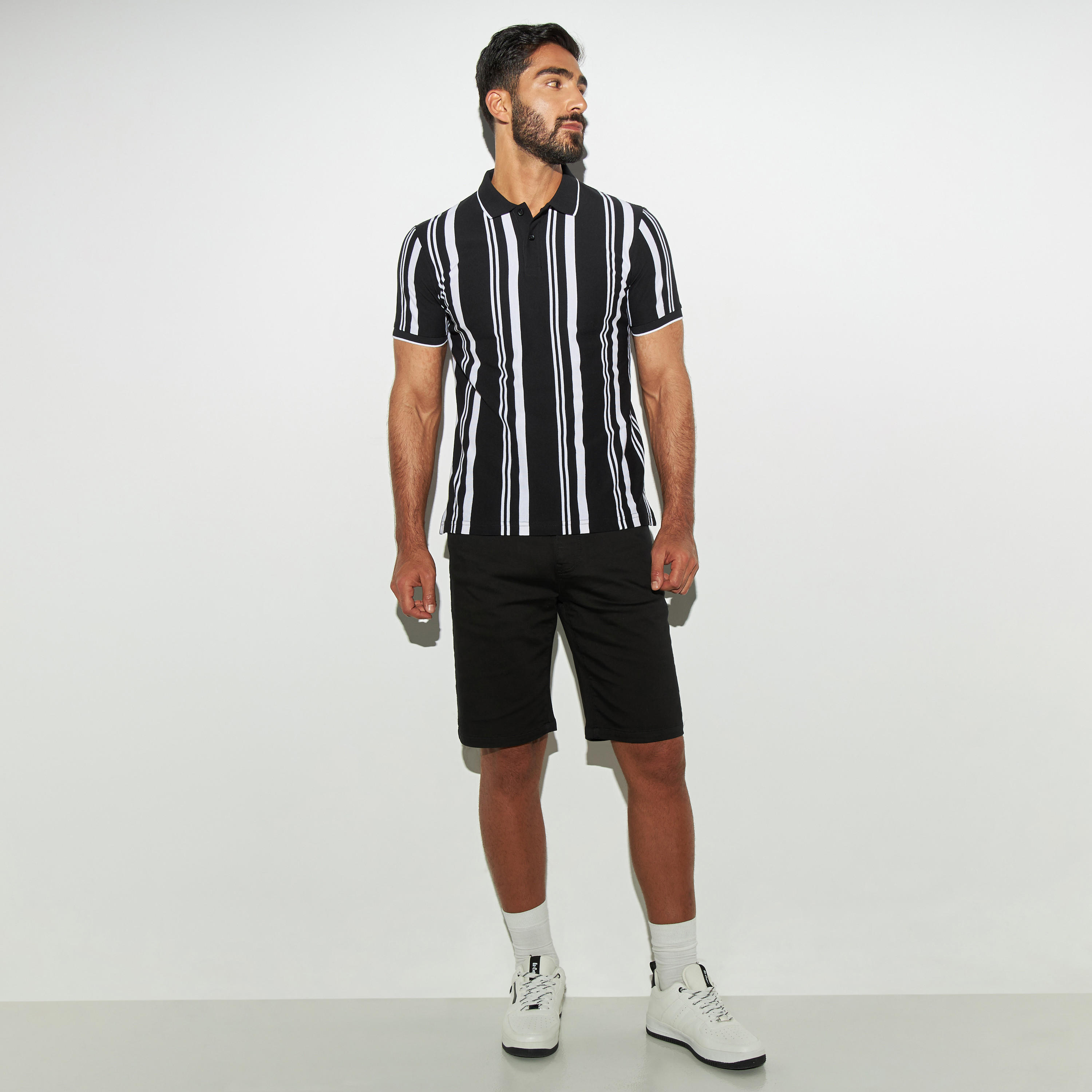 Striped Polo T-shirt with Short Sleeves-men-clothing-tshirtsandpolos-polos-image-2