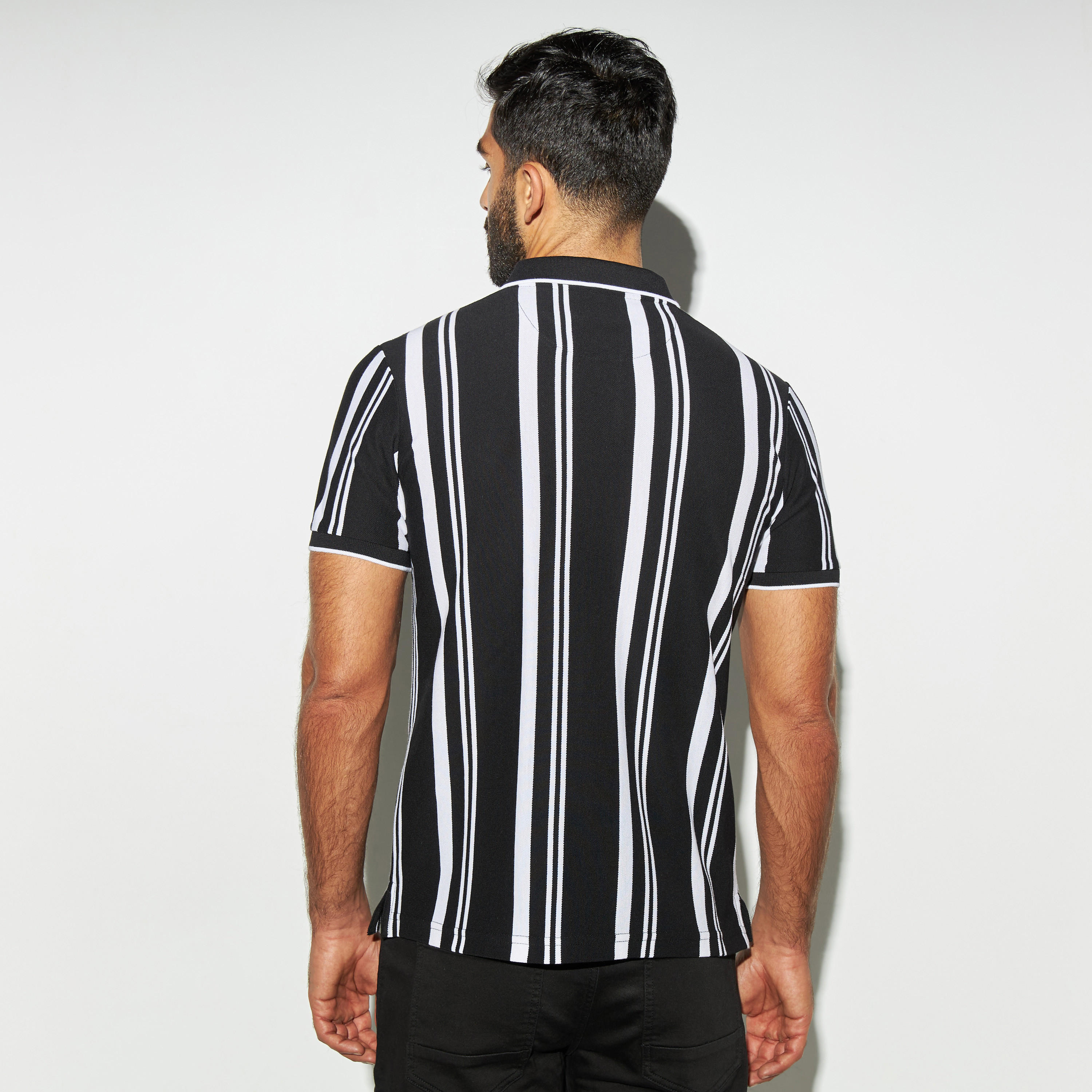 Striped Polo T-shirt with Short Sleeves-men-clothing-tshirtsandpolos-polos-image-3