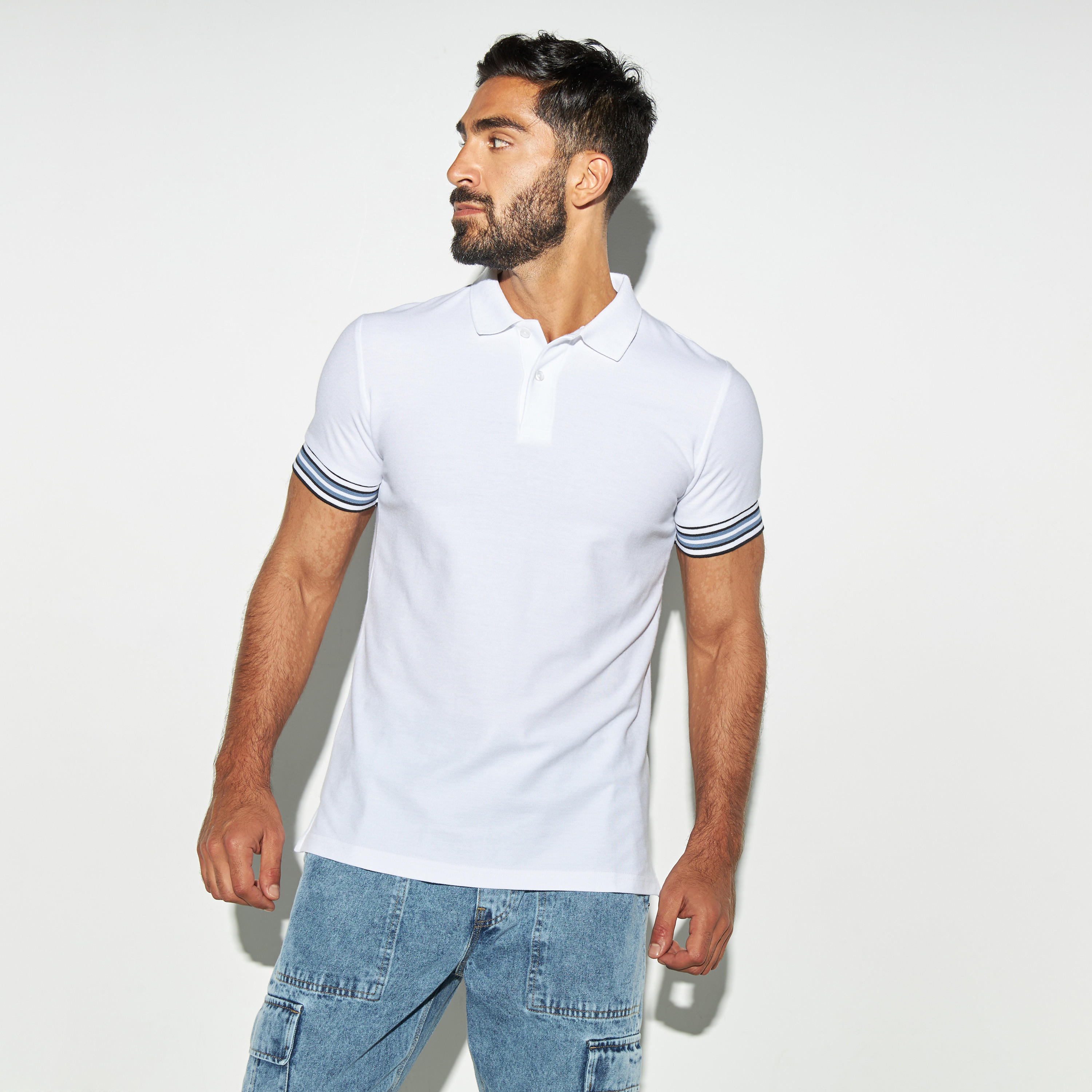 تيشيرت بولو سادة بأكمام قصيرة-men-clothing-tshirtsandpolos-polos-image-4