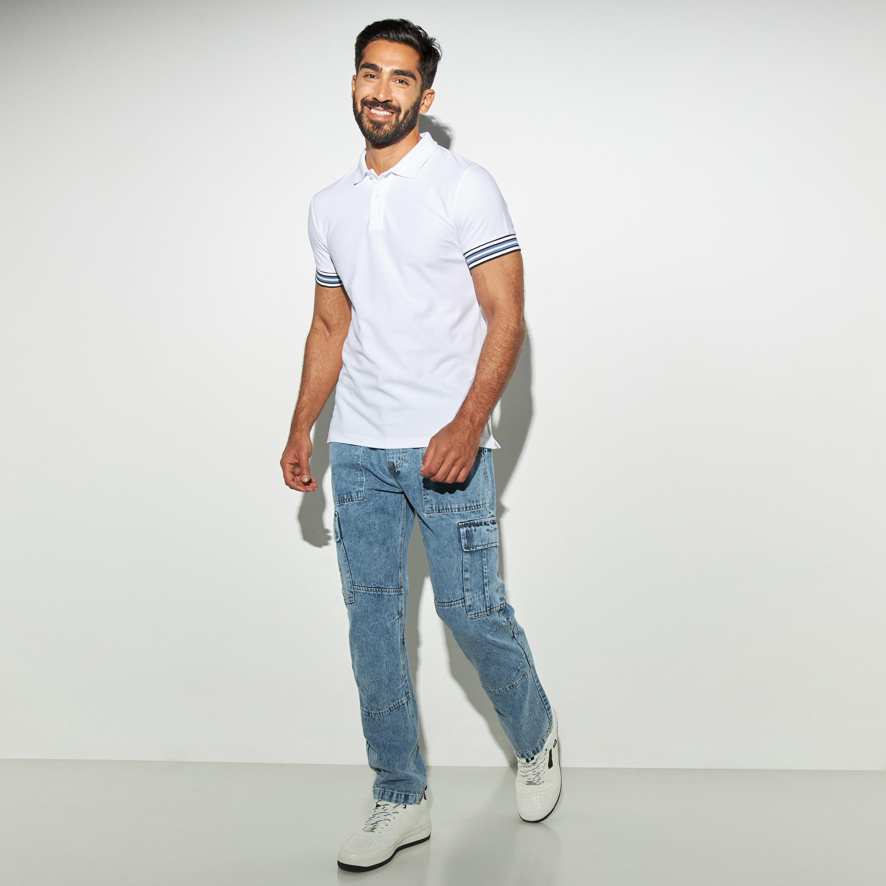 تيشيرت بولو سادة بأكمام قصيرة-men-clothing-tshirtsandpolos-polos-image-3
