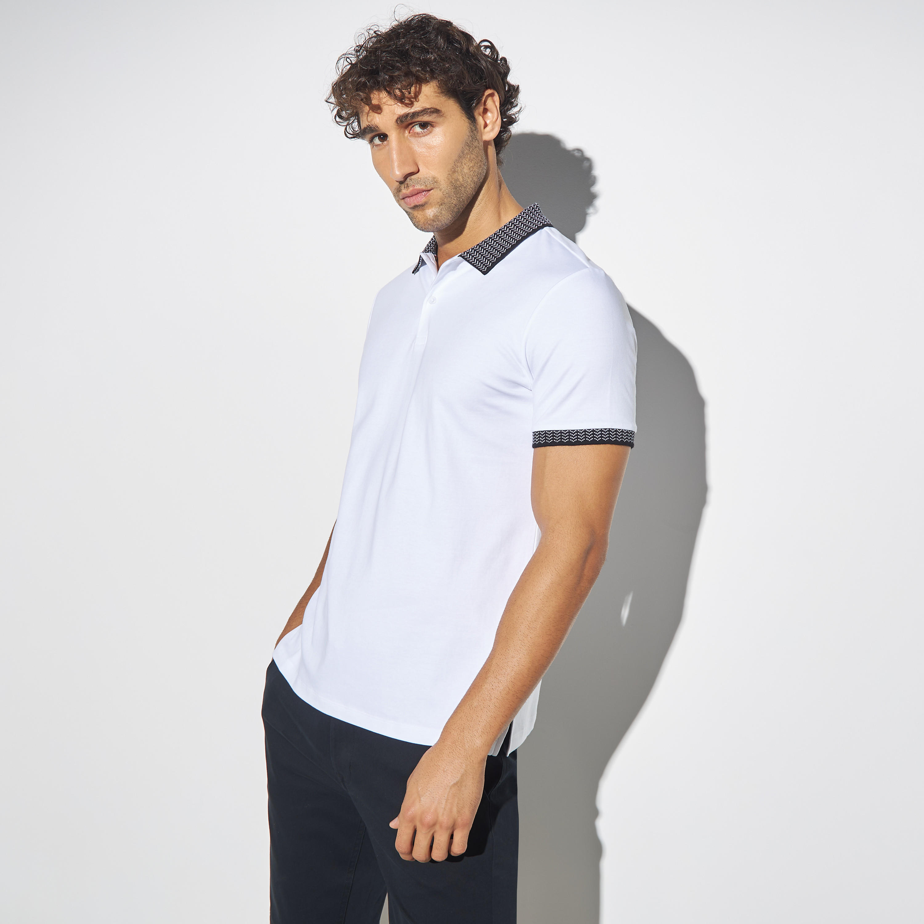 Solid Polo T-shirt with Short Sleeves-men-clothing-tshirtsandpolos-polos-image-1