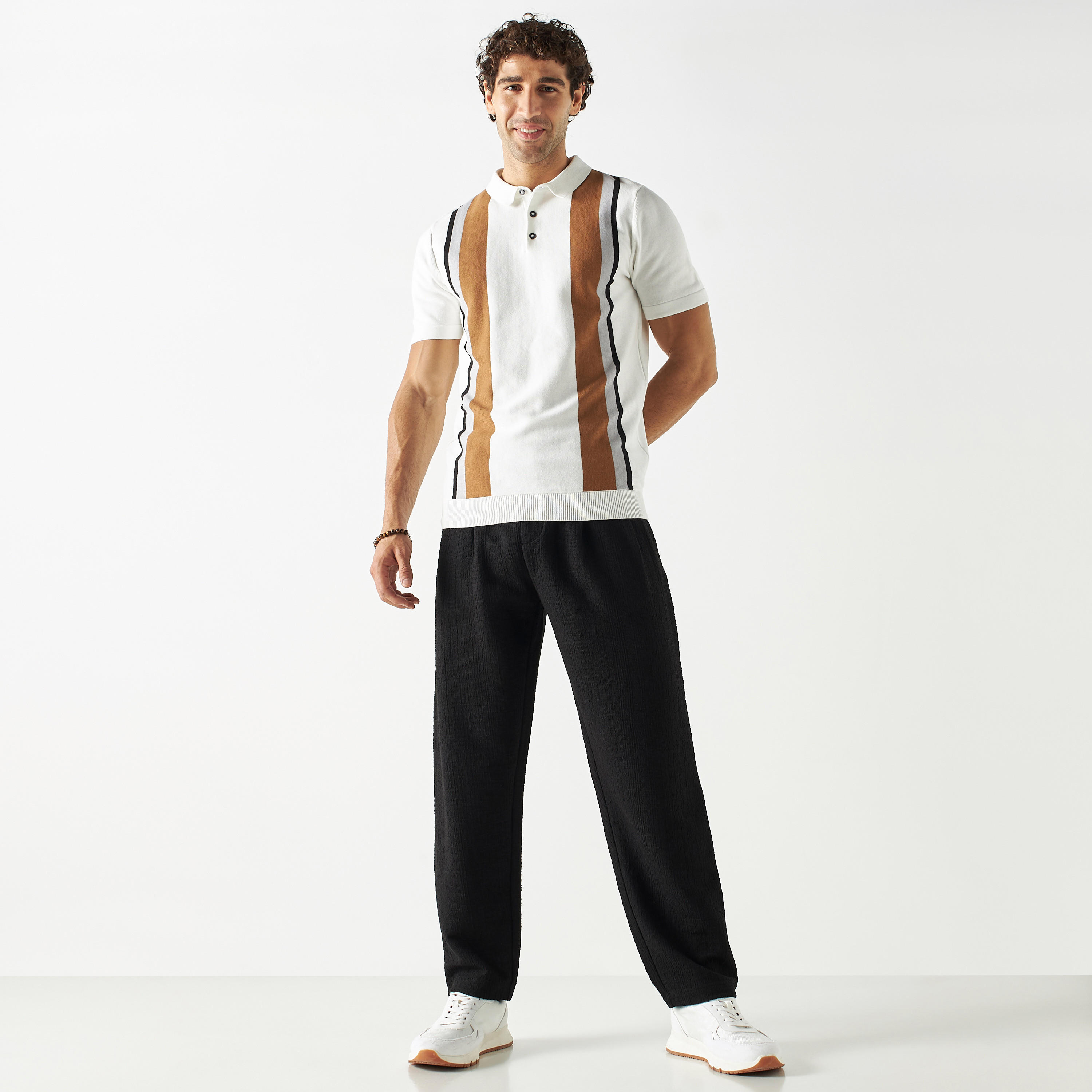 كنزة بولو مخطط بأكمام قصيرة-men-clothing-tshirtsandpolos-polos-image-2