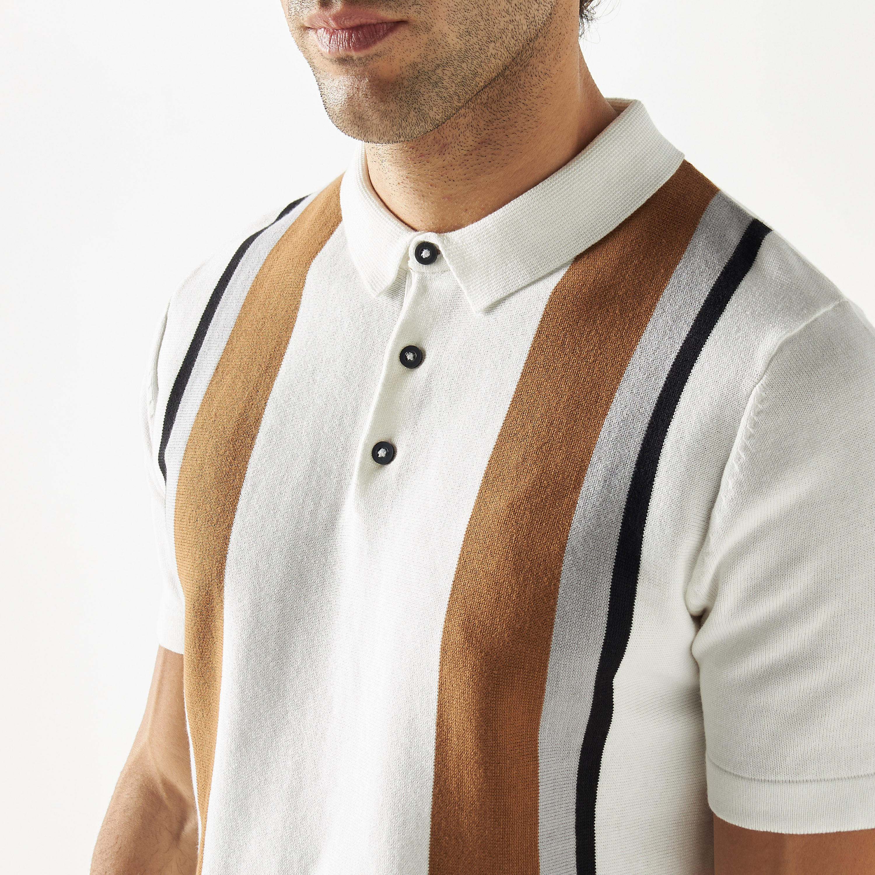 كنزة بولو مخطط بأكمام قصيرة-men-clothing-tshirtsandpolos-polos-image-4