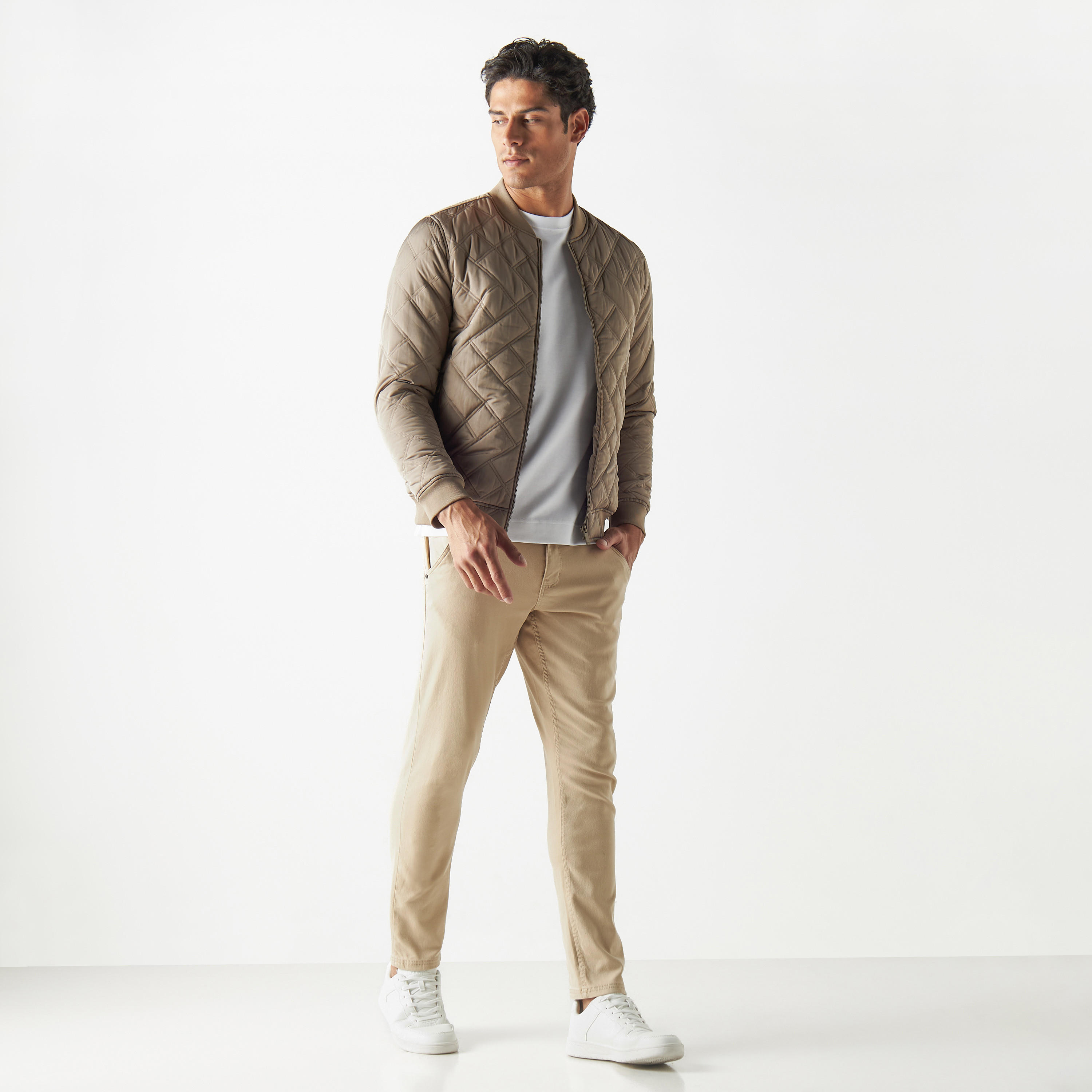 Quilted Zip Through Bomber Jacket with Mandarin Collar and Pockets-men-clothing-jacketsandblazers-jackets-image-2