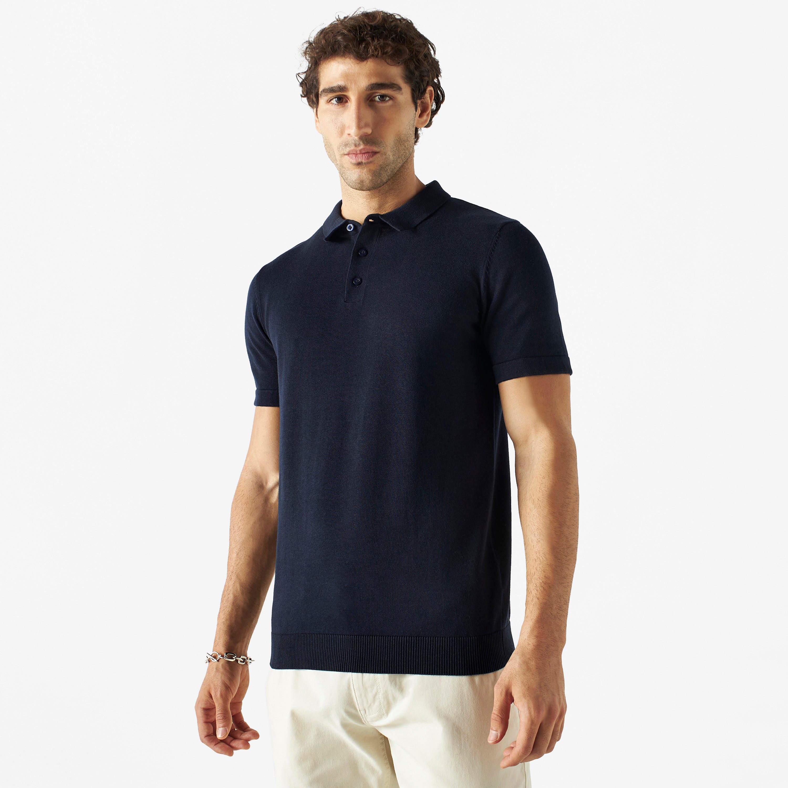 كنزة بولو سادة بأكمام قصيرة-men-clothing-tshirtsandpolos-polos-image-1