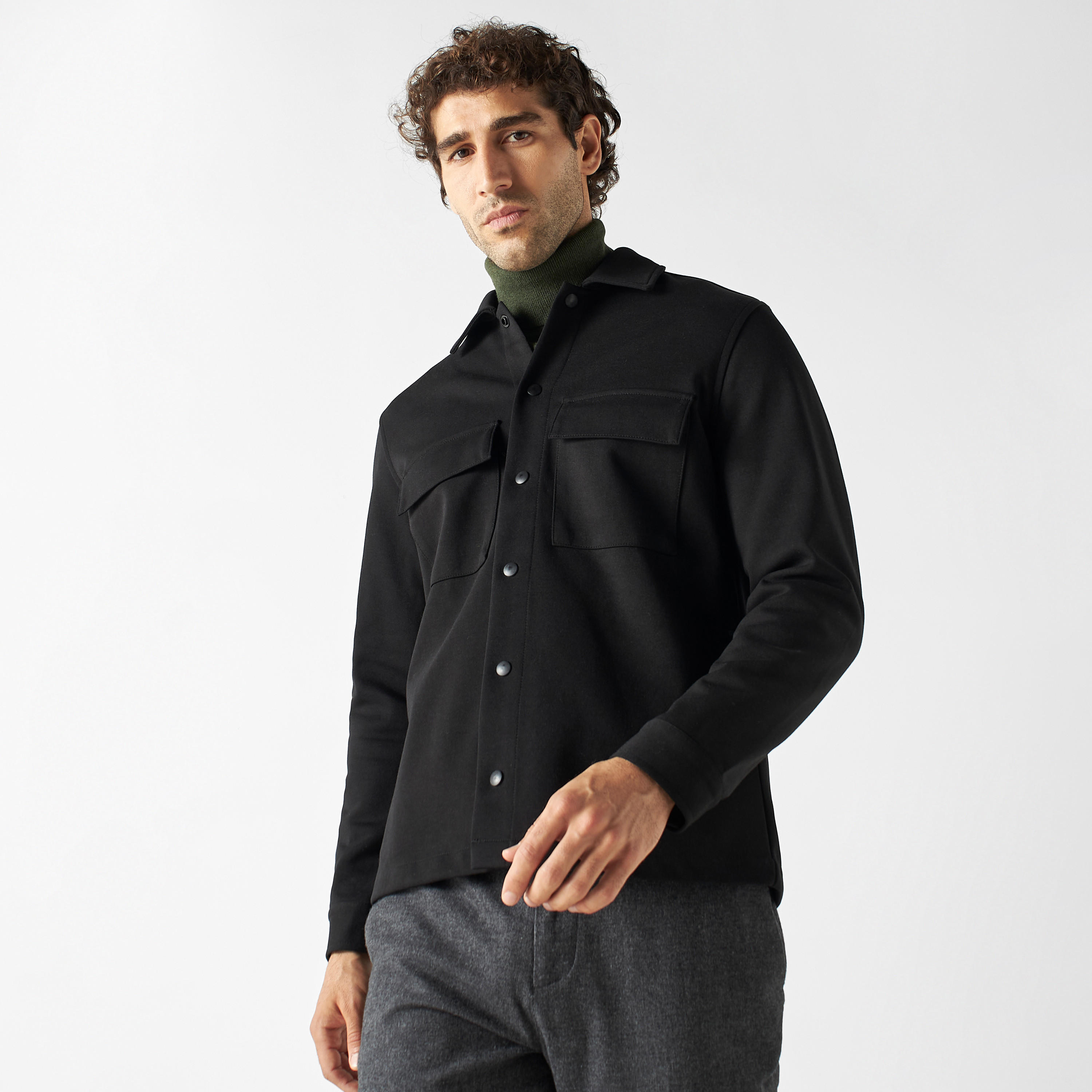 Jacket with Long Sleeves and Flap Pockets-men-clothing-jacketsandblazers-jackets-image-1