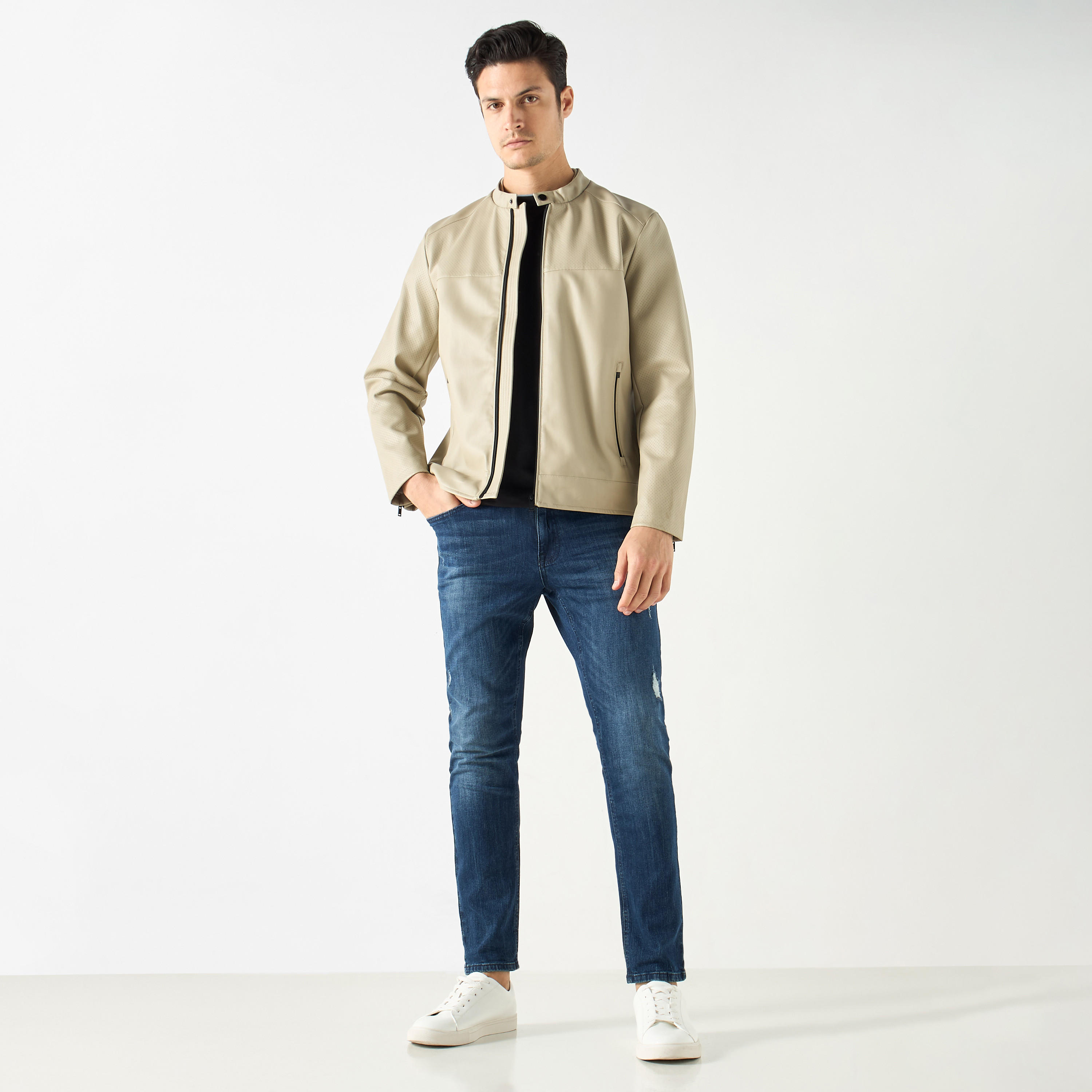 جاكيت بارز الملمس بياقة ماندارين وجيوب-men-clothing-jacketsandblazers-jackets-image-2