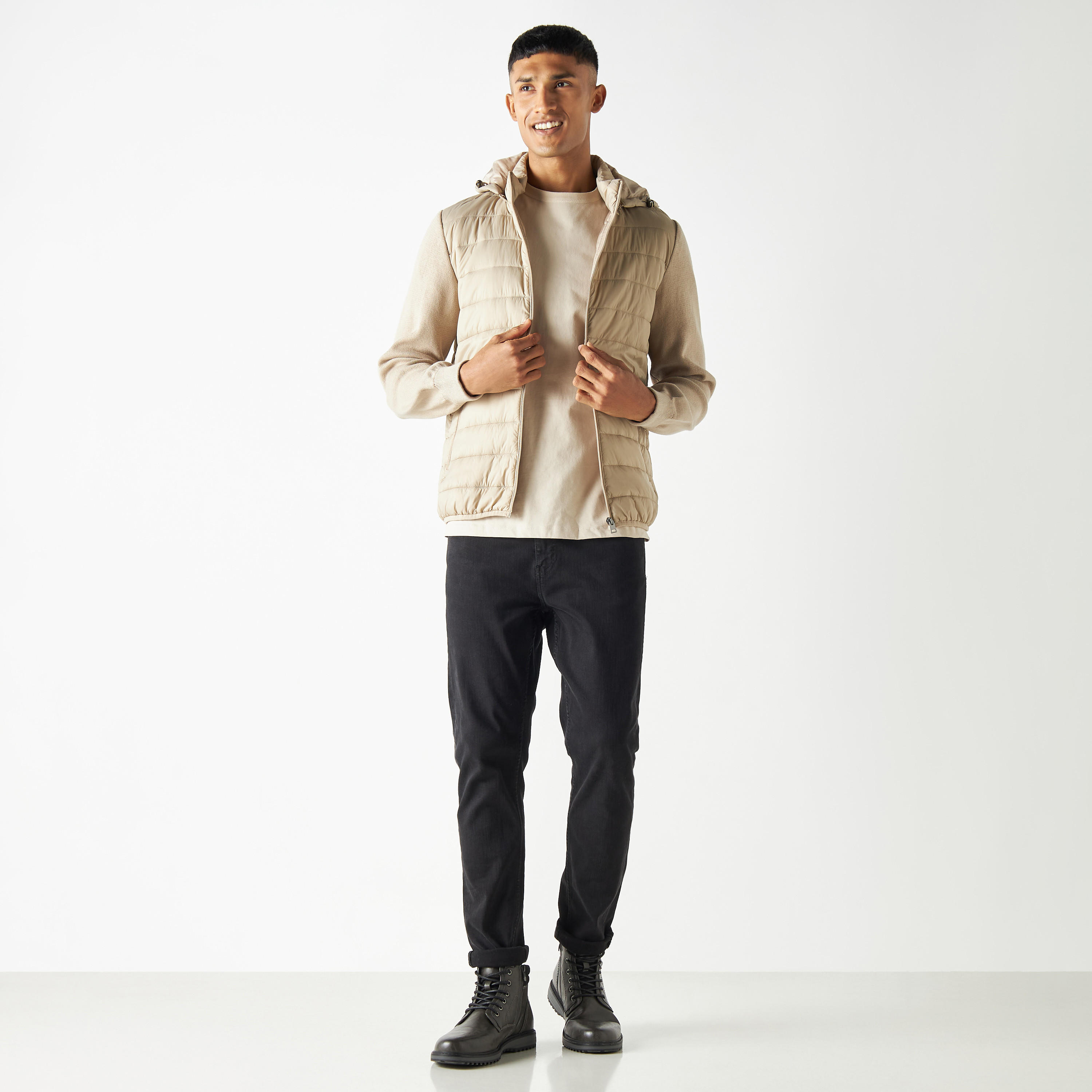 جاكيت منفوخ بارز الملمس بسحّاب وأكمام طويلة وقبّعة-men-clothing-jacketsandblazers-jackets-image-2