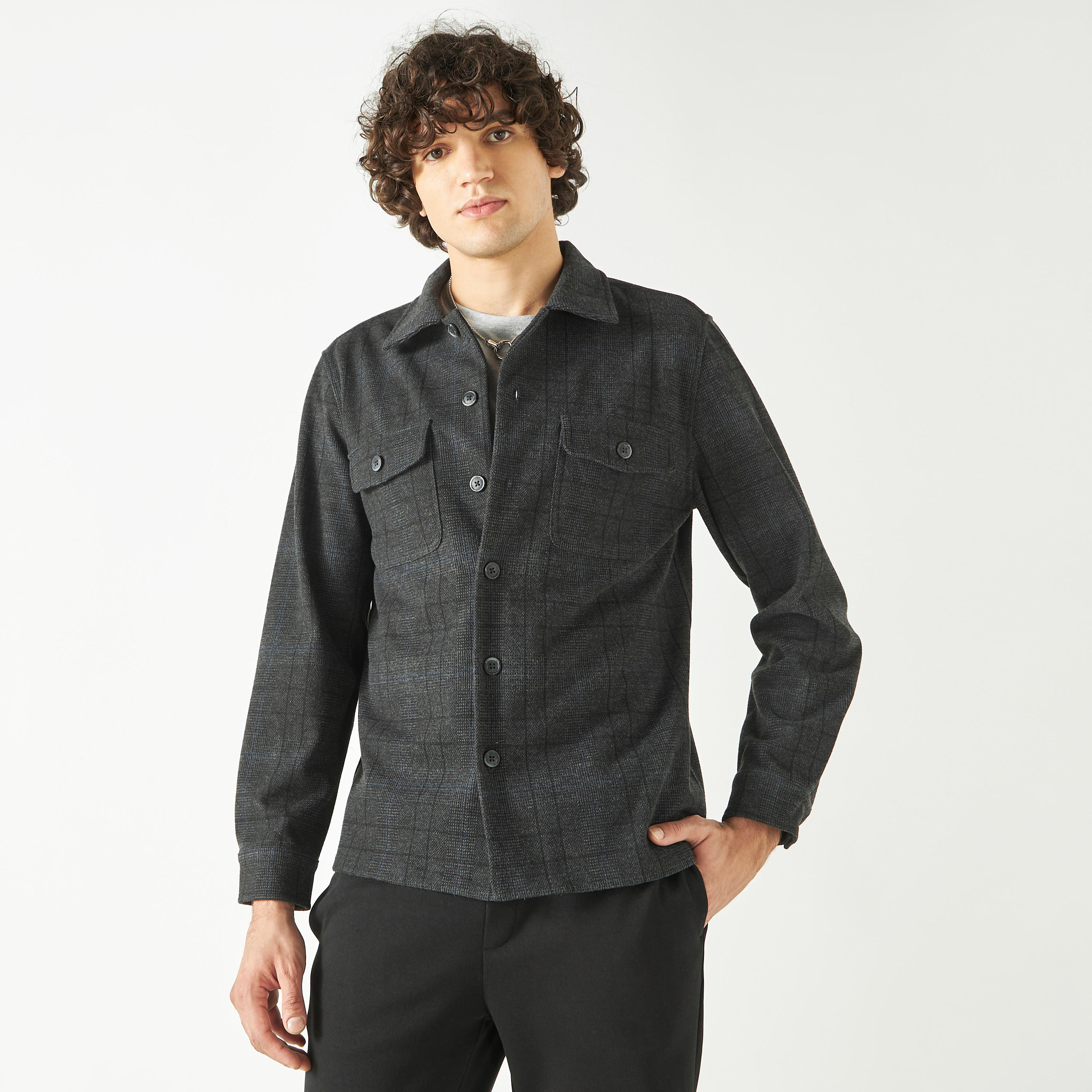 جاكيت كاروهات بأكمام طويلة وجيوب-men-clothing-jacketsandblazers-jackets-image-1