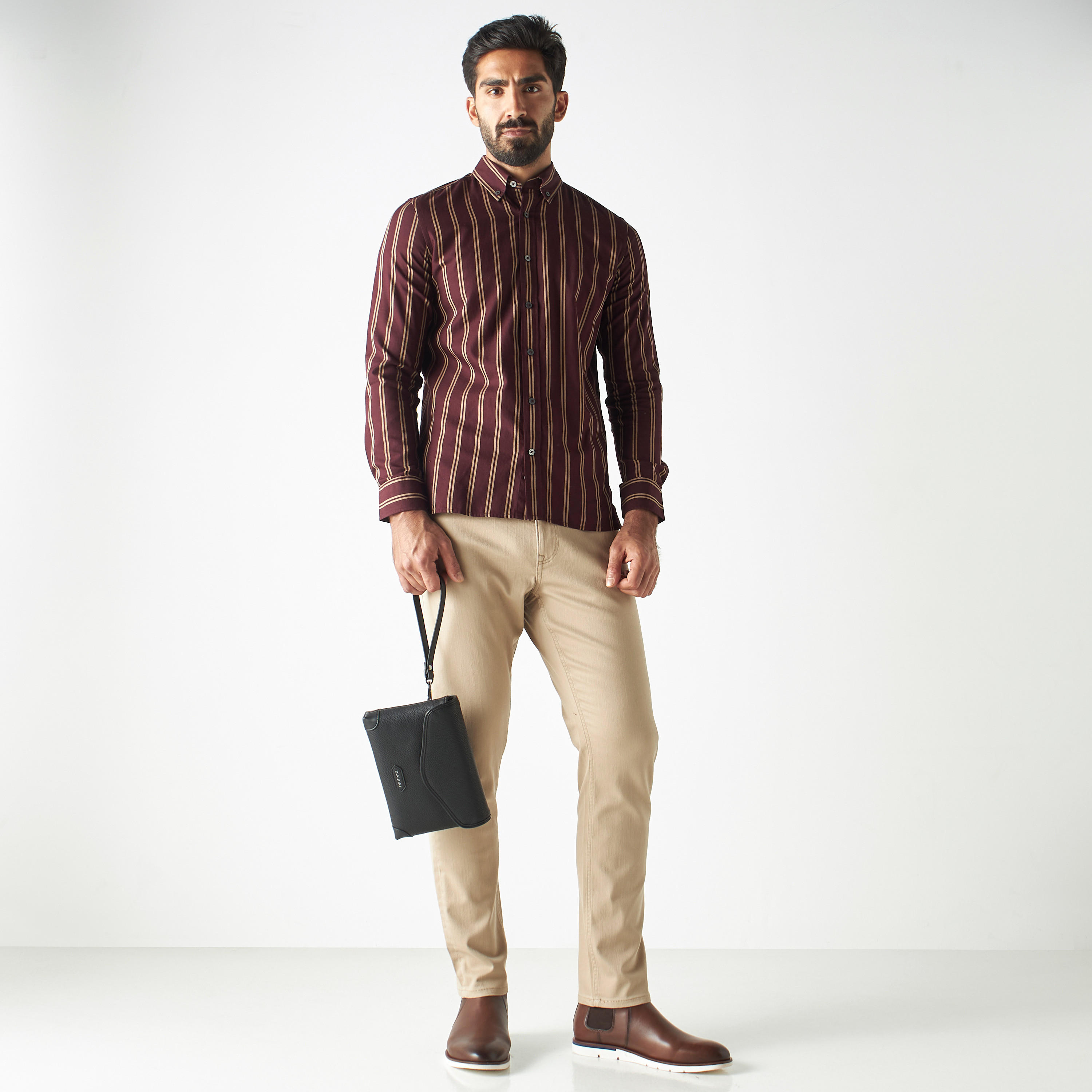 قميص مخطط بياقة بأزرار وأكمام طويلة-men-clothing-shirts-image-4