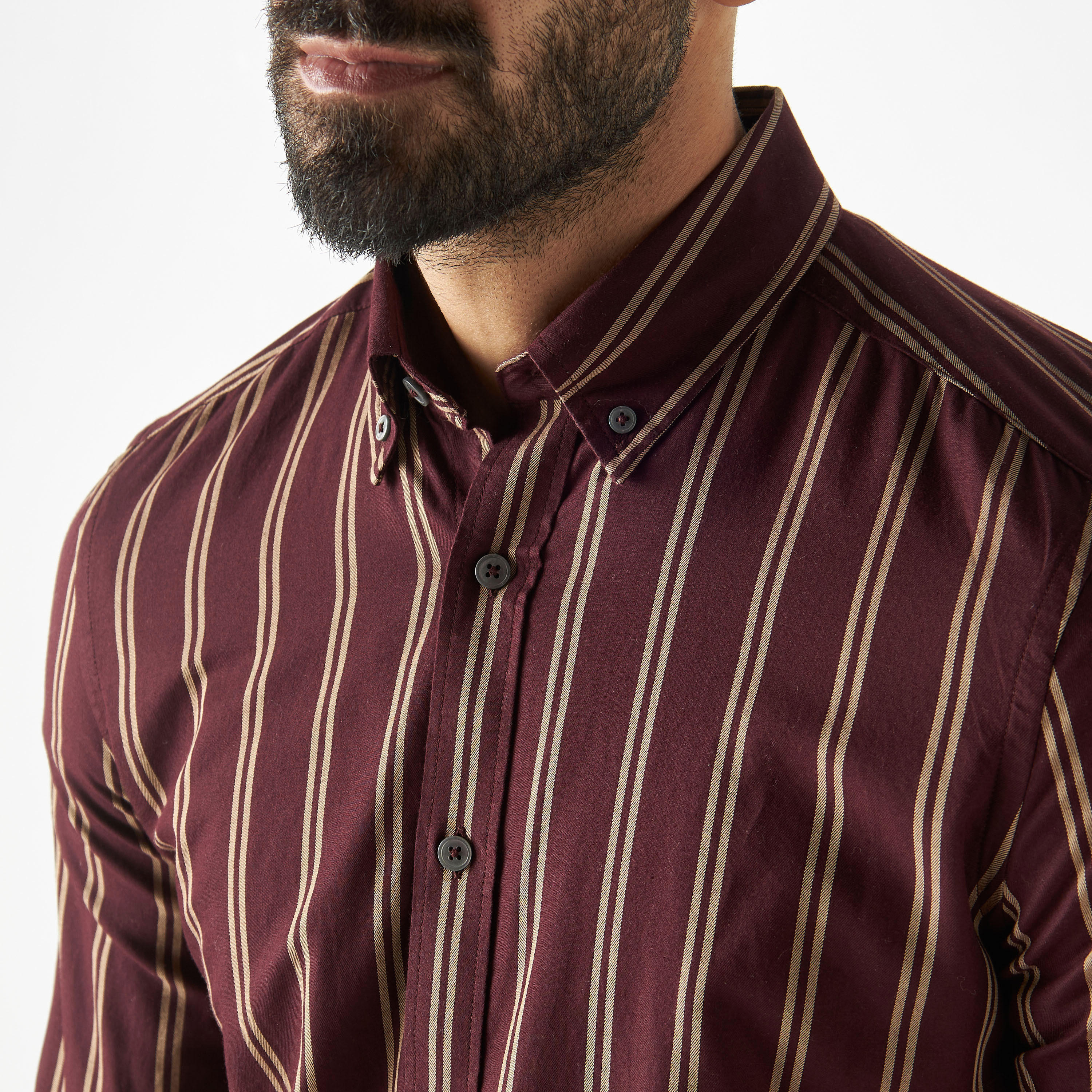 قميص مخطط بياقة بأزرار وأكمام طويلة-men-clothing-shirts-image-2