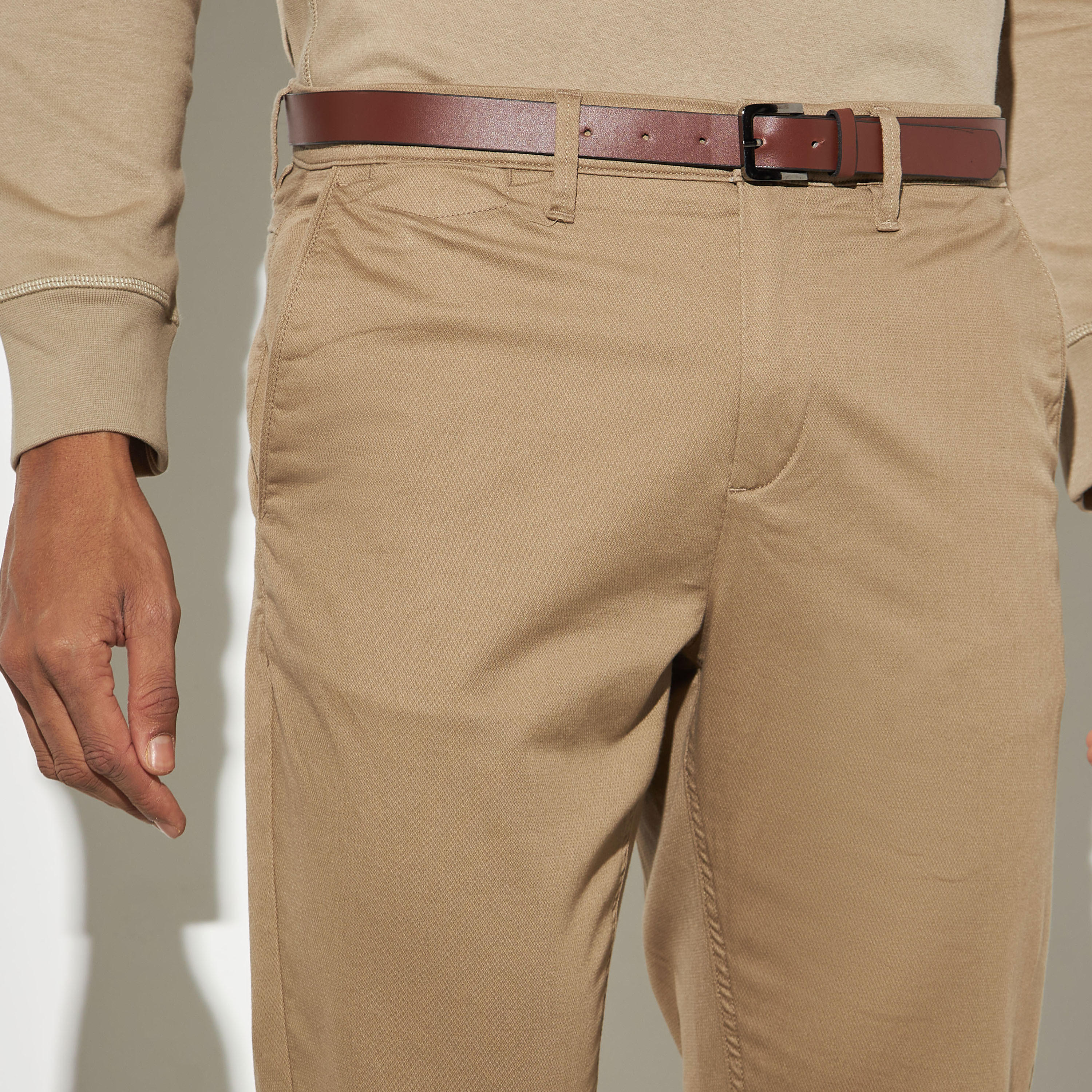 بنطلون شينو سادة بقصة عادية-men-clothing-bottoms-trousersandchinos-trousers-image-1