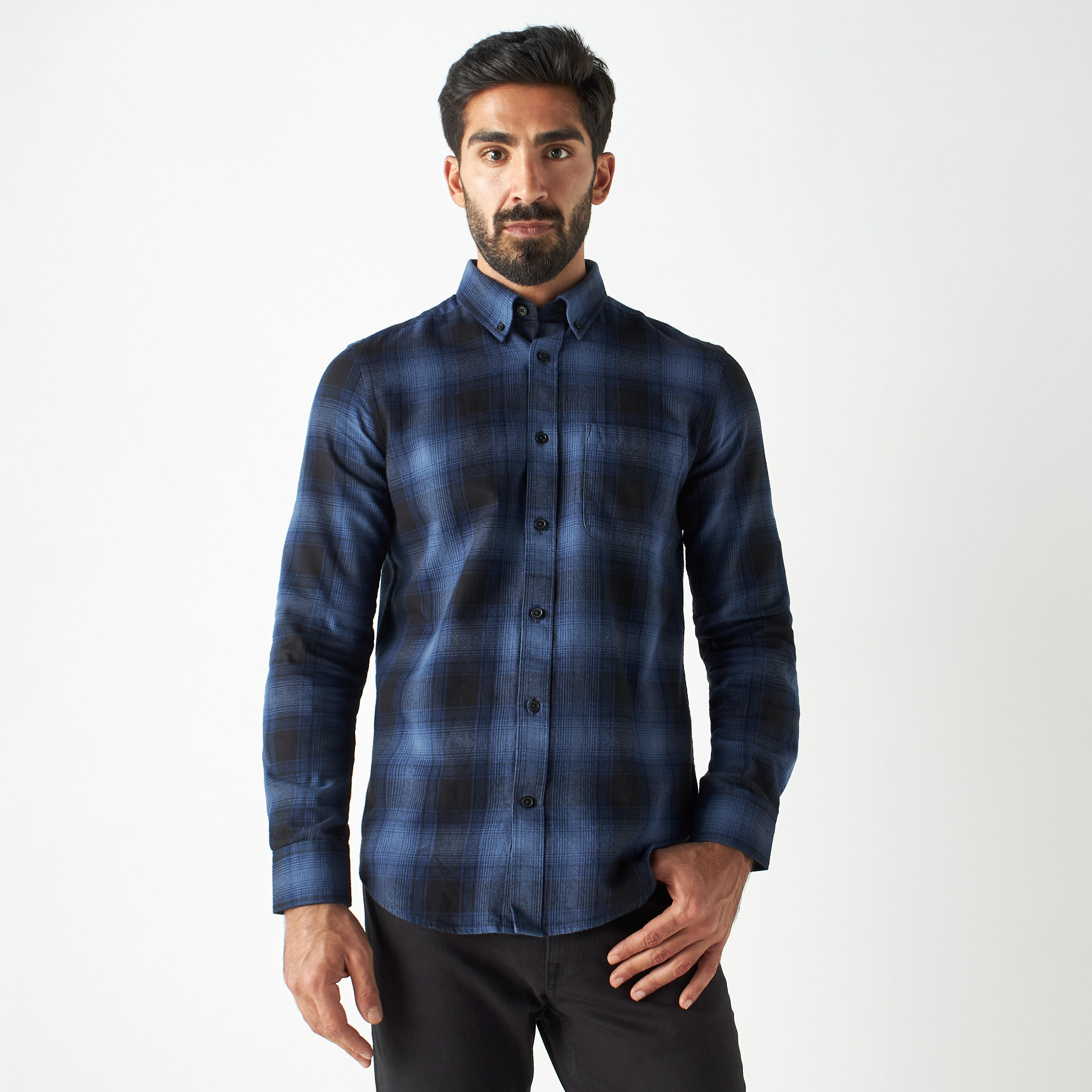 Checked Shirt with Pocket and Long Sleeves-men-clothing-shirts-image-1