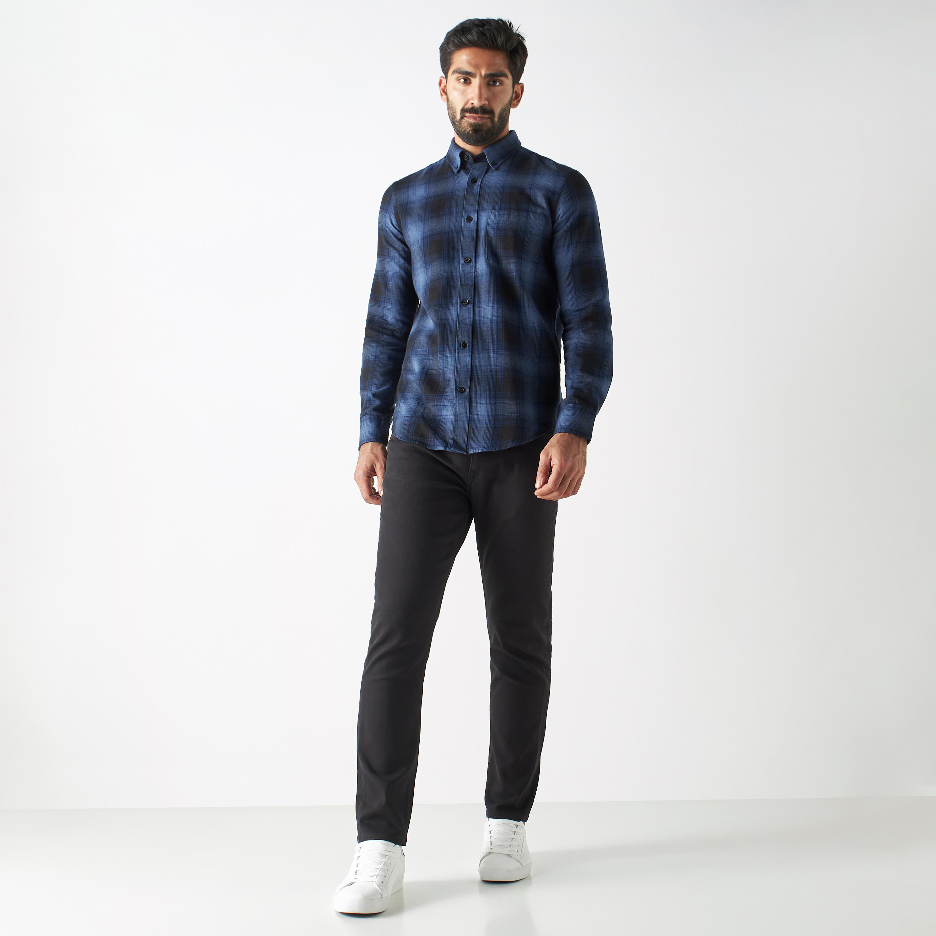 Checked Shirt with Pocket and Long Sleeves-men-clothing-shirts-image-2