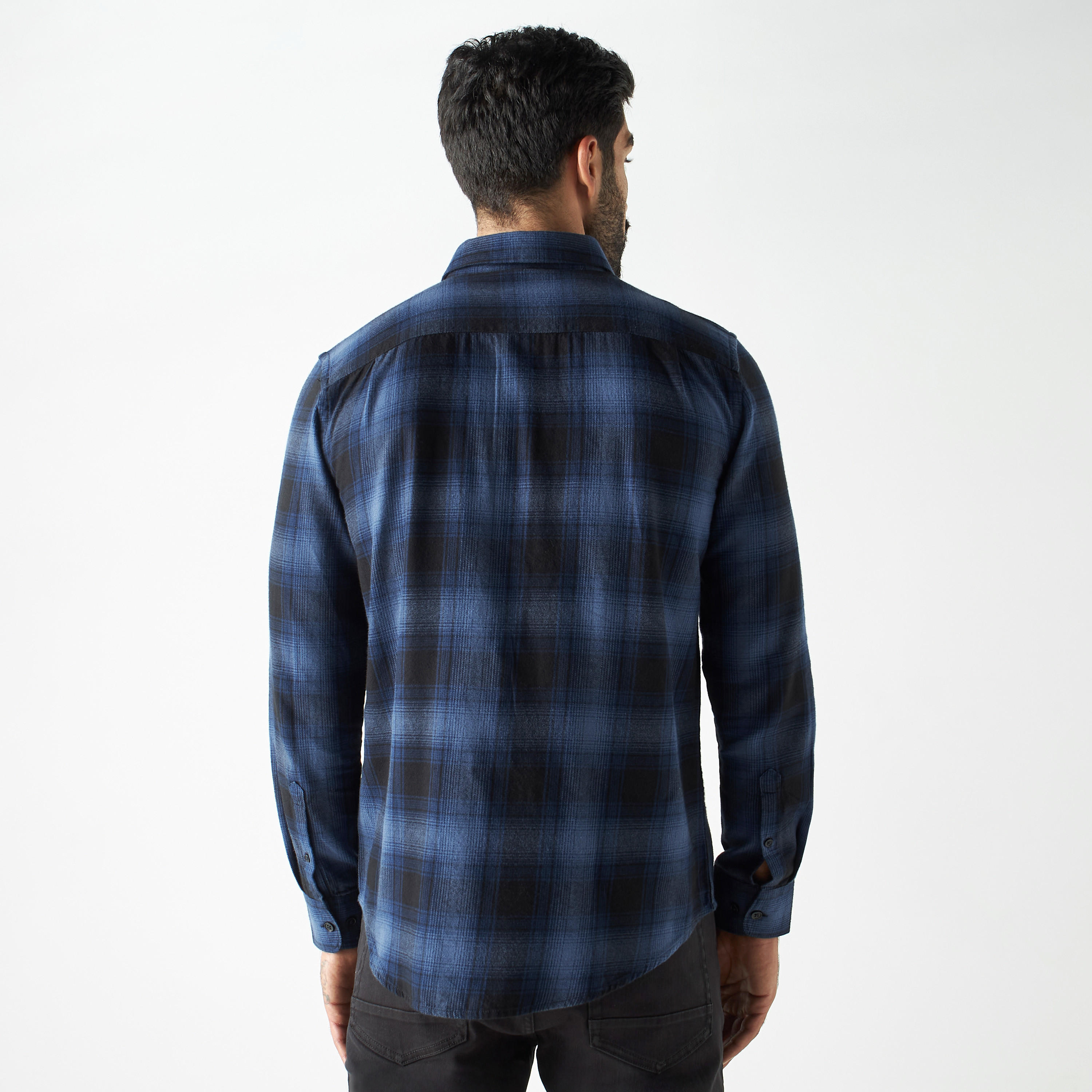 Checked Shirt with Pocket and Long Sleeves-men-clothing-shirts-image-3
