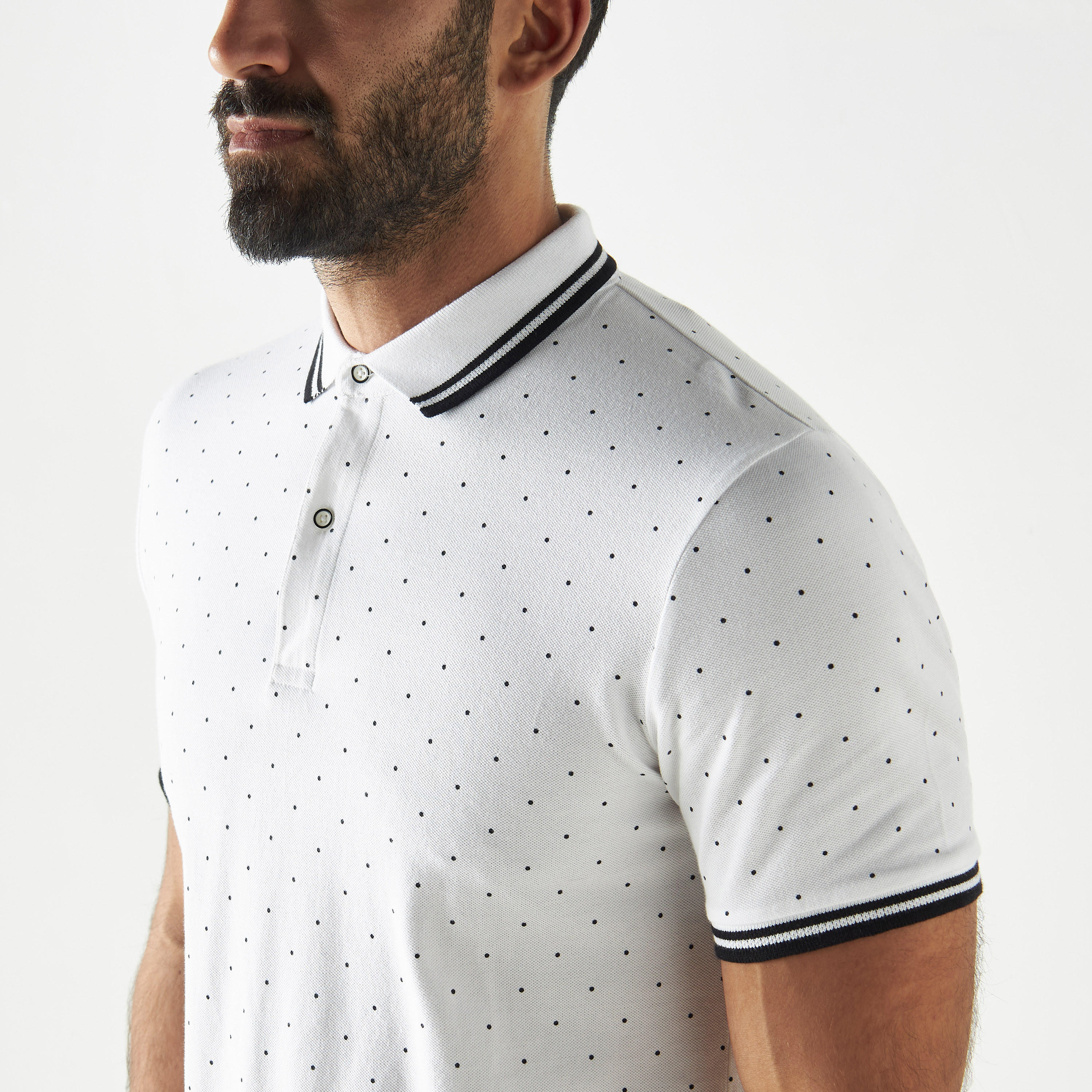 تيشيرت بولو بأكمام قصيرة وطبعات منقّطة-men-clothing-tshirtsandpolos-polos-image-1