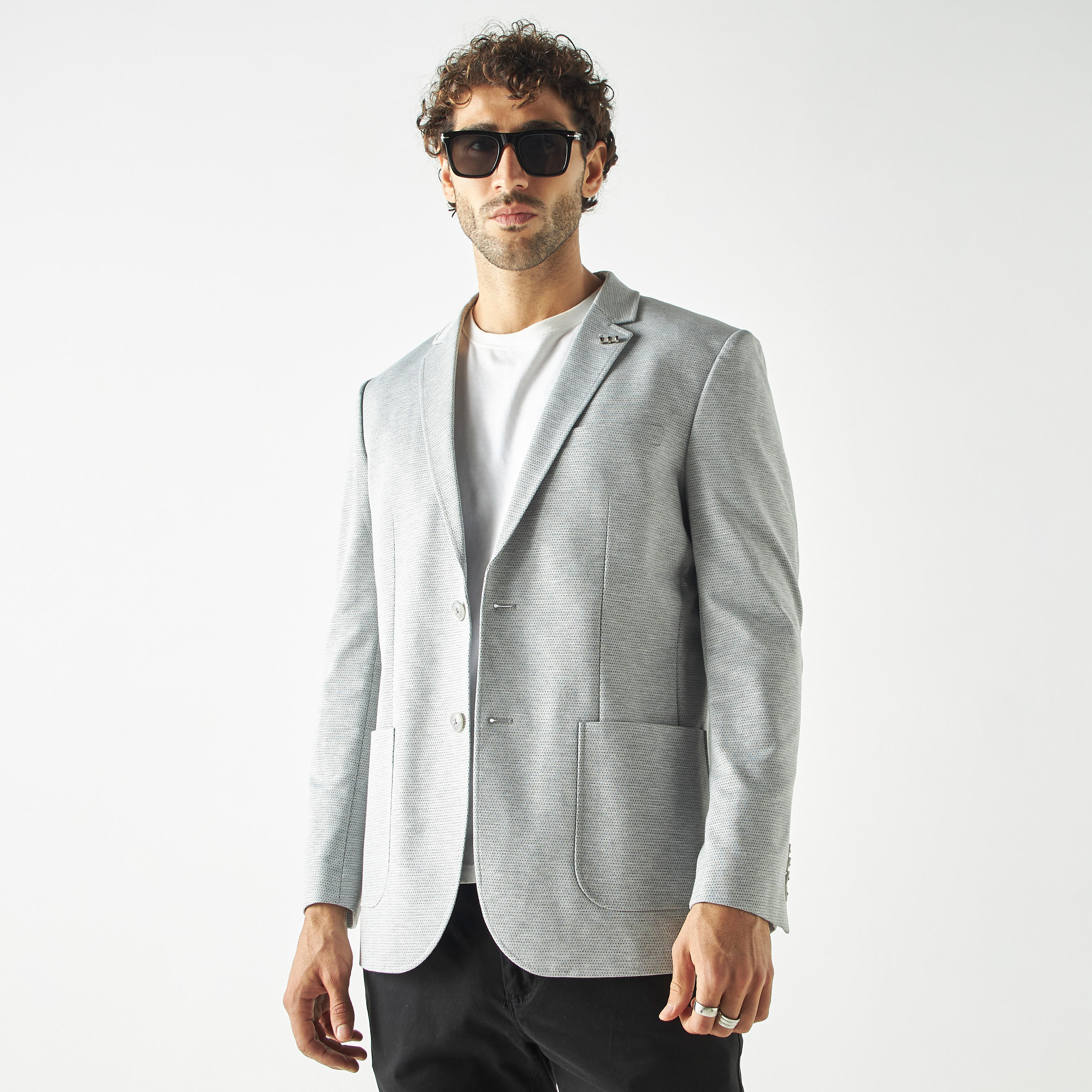 Textured Blazer with Notch Lapel and Metallic Button Accent-men-winterwear-jacketsandblazers-image-1
