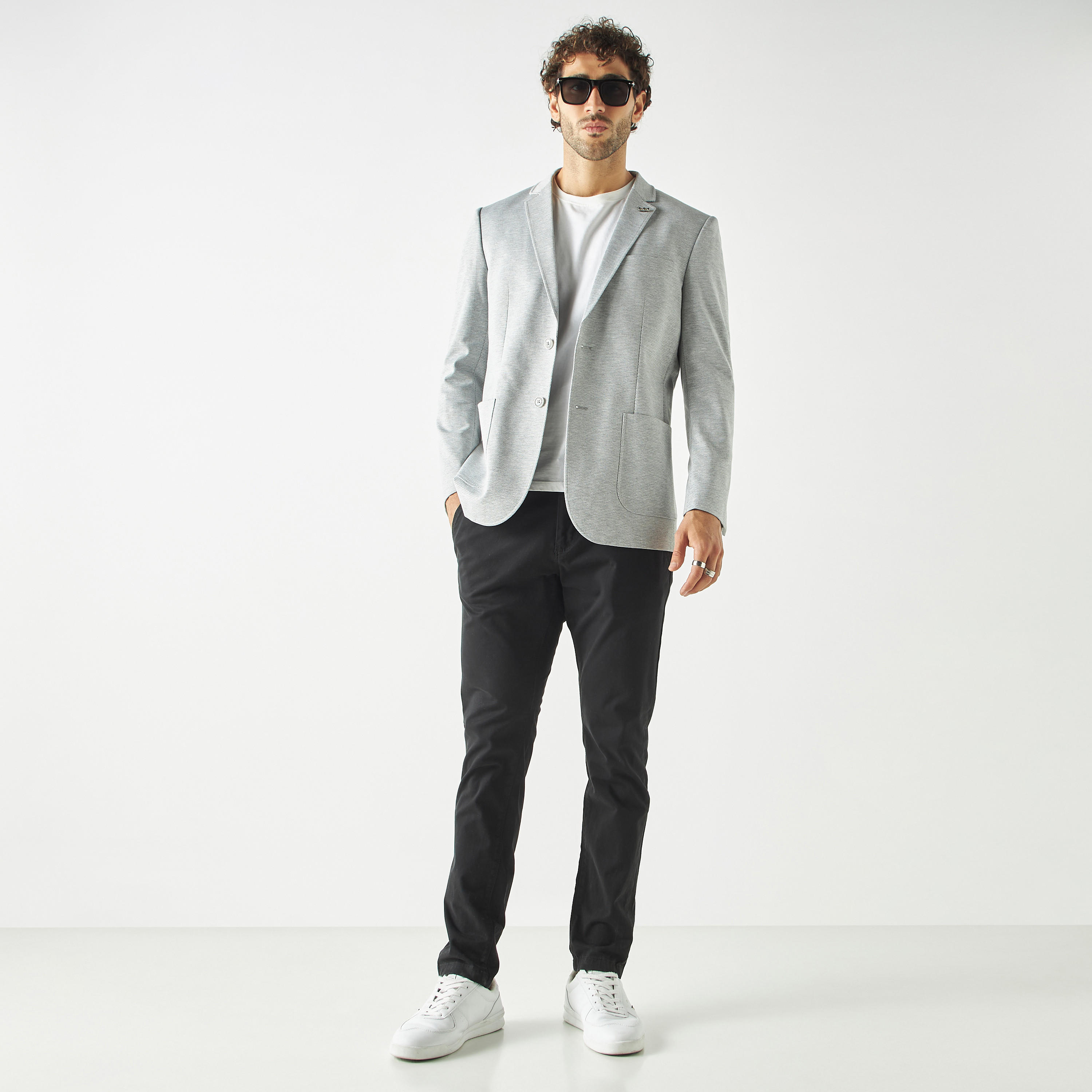 Textured Blazer with Notch Lapel and Metallic Button Accent-men-winterwear-jacketsandblazers-image-2