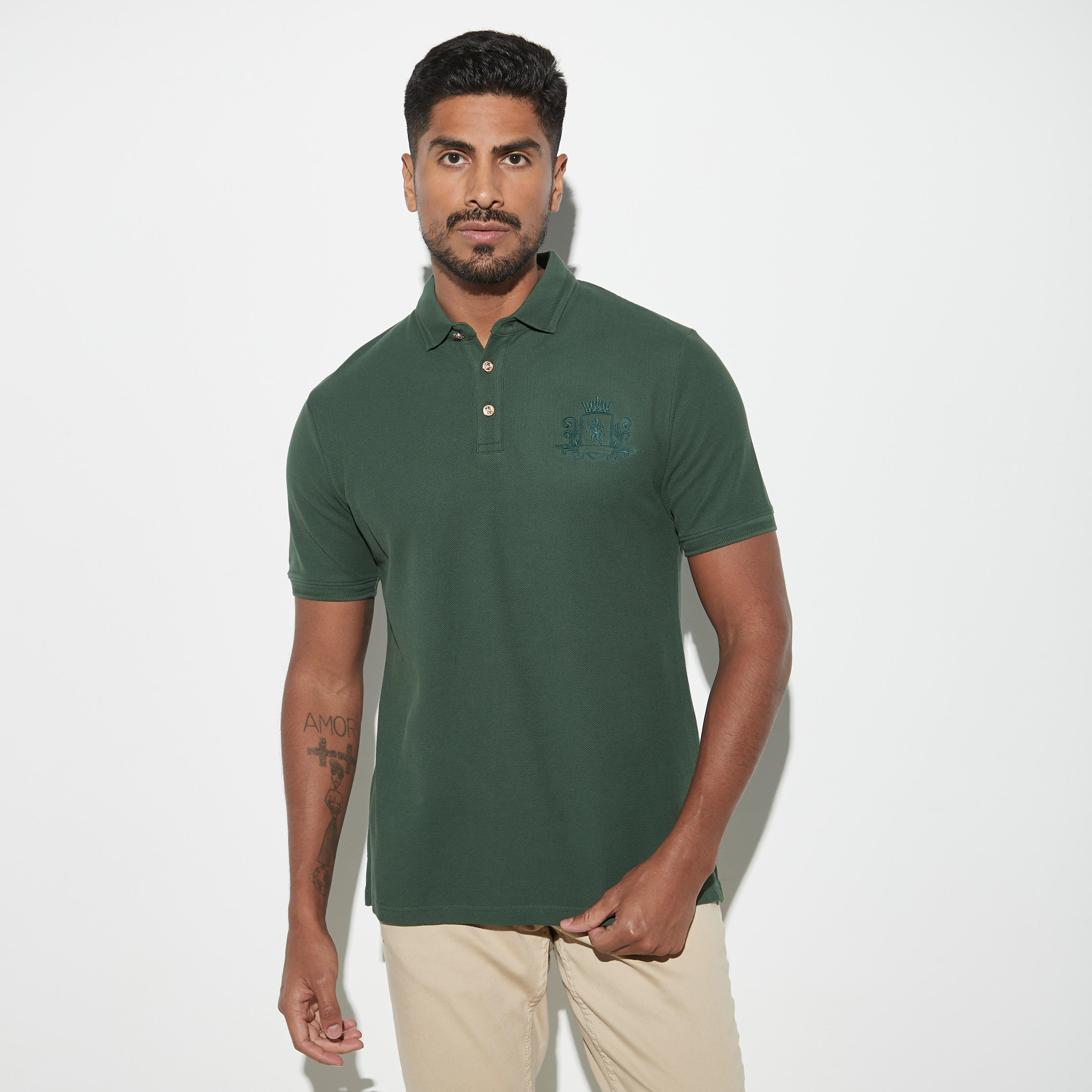 تيشيرت بياقة بولو بتصميم مطرز من آيكونك-men-clothing-tshirtsandpolos-polos-image-1