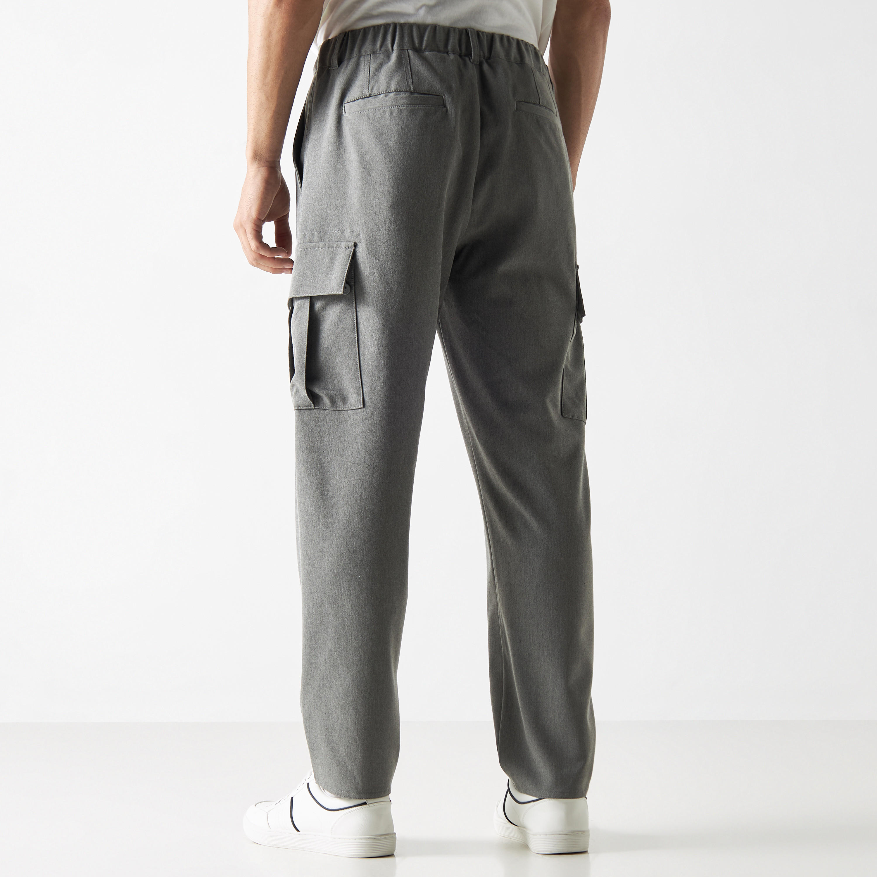 Iconic Regular Fit Solid Cargo Pants-men-clothing-bottoms-trousersandchinos-trousers-image-3