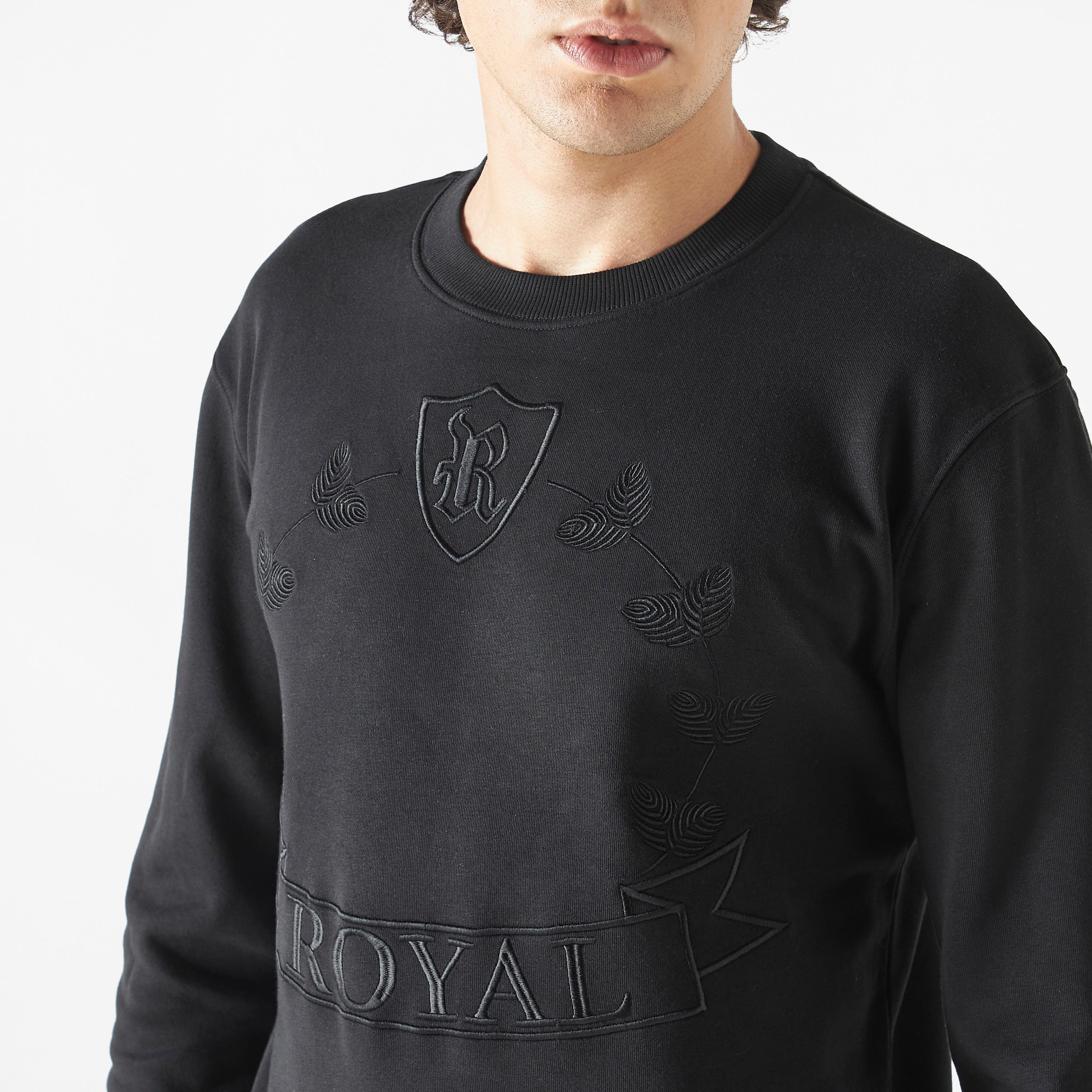 Iconic Textured Sweatshirt with Long Sleeves-men-winterwear-hoodiesandsweatshirts-image-4