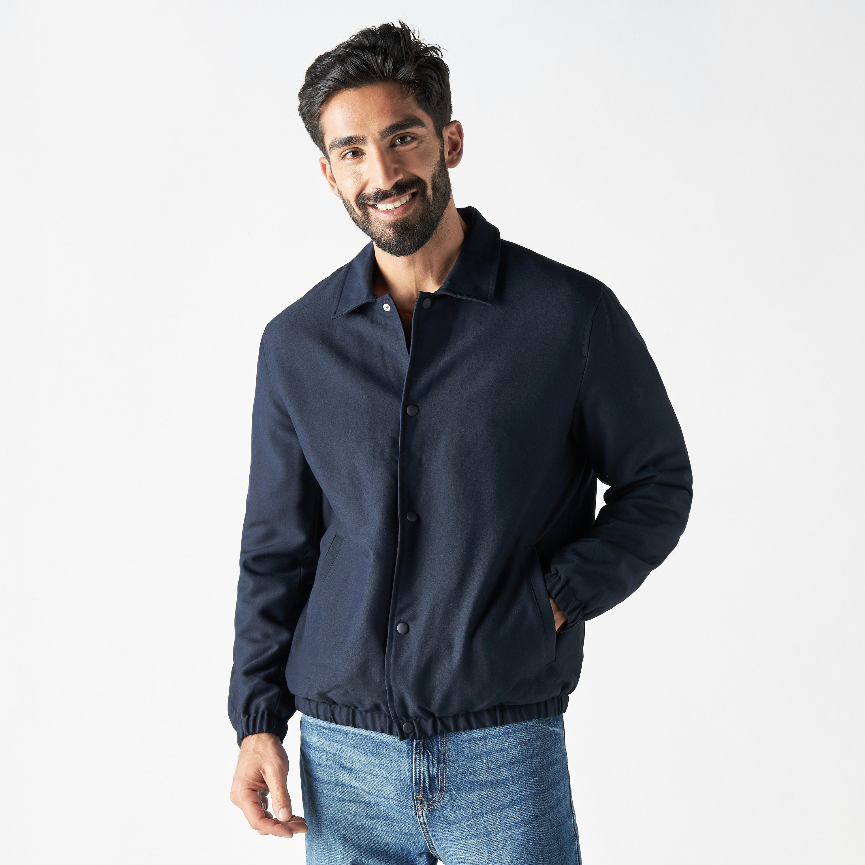 Iconic Solid Button Through Jacket with Pockets-men-clothing-jacketsandblazers-jackets-image-1