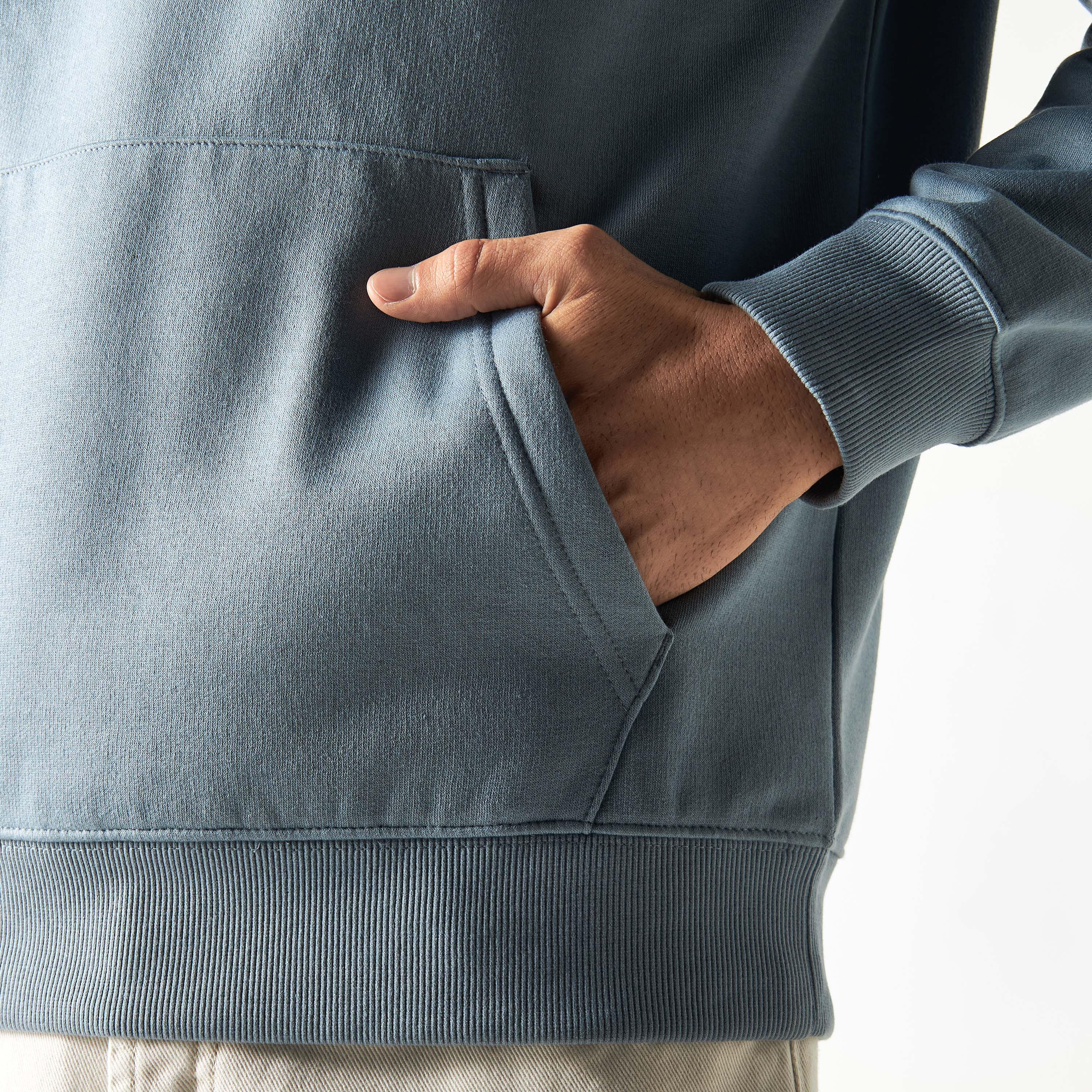 Iconic Solid Hoodie with Long Sleeves and Kangaroo Pocket-men-winterwear-hoodiesandsweatshirts-image-5