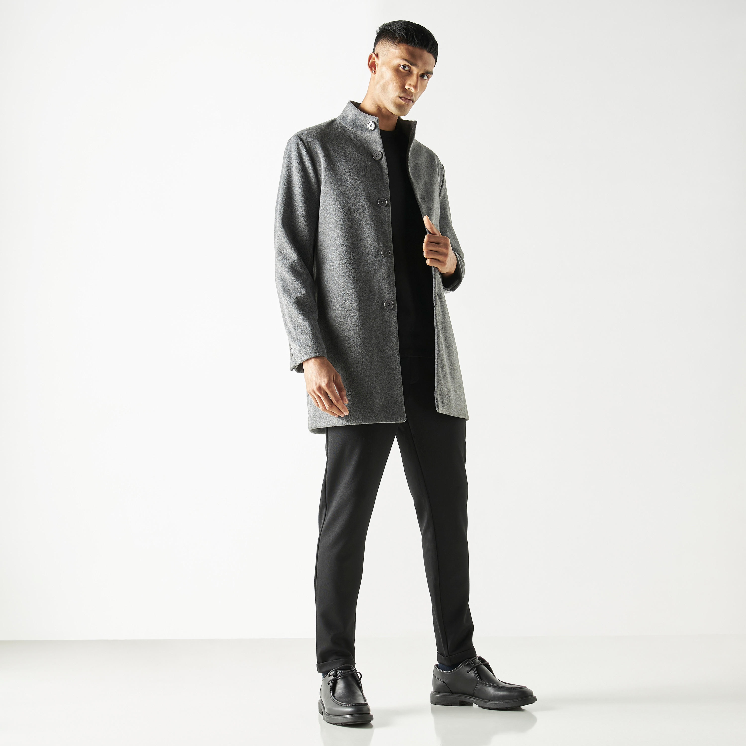 Iconic Textured Mandarin Collar Jacket with Pockets-men-clothing-jacketsandblazers-jackets-image-2