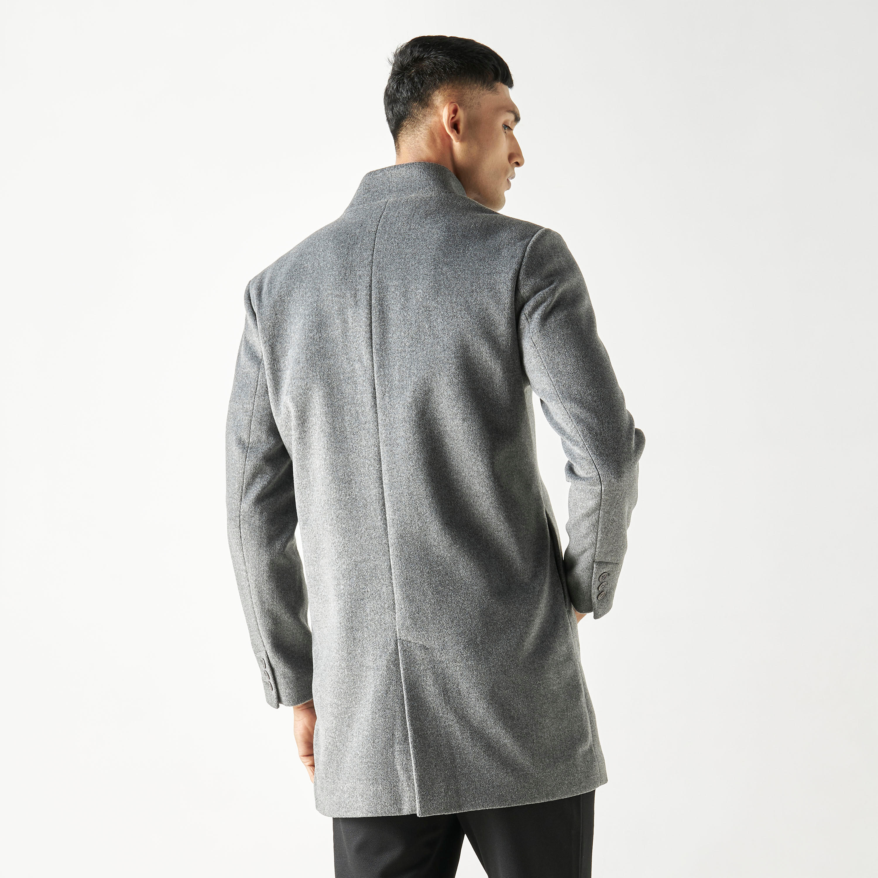 Iconic Textured Mandarin Collar Jacket with Pockets-men-clothing-jacketsandblazers-jackets-image-3