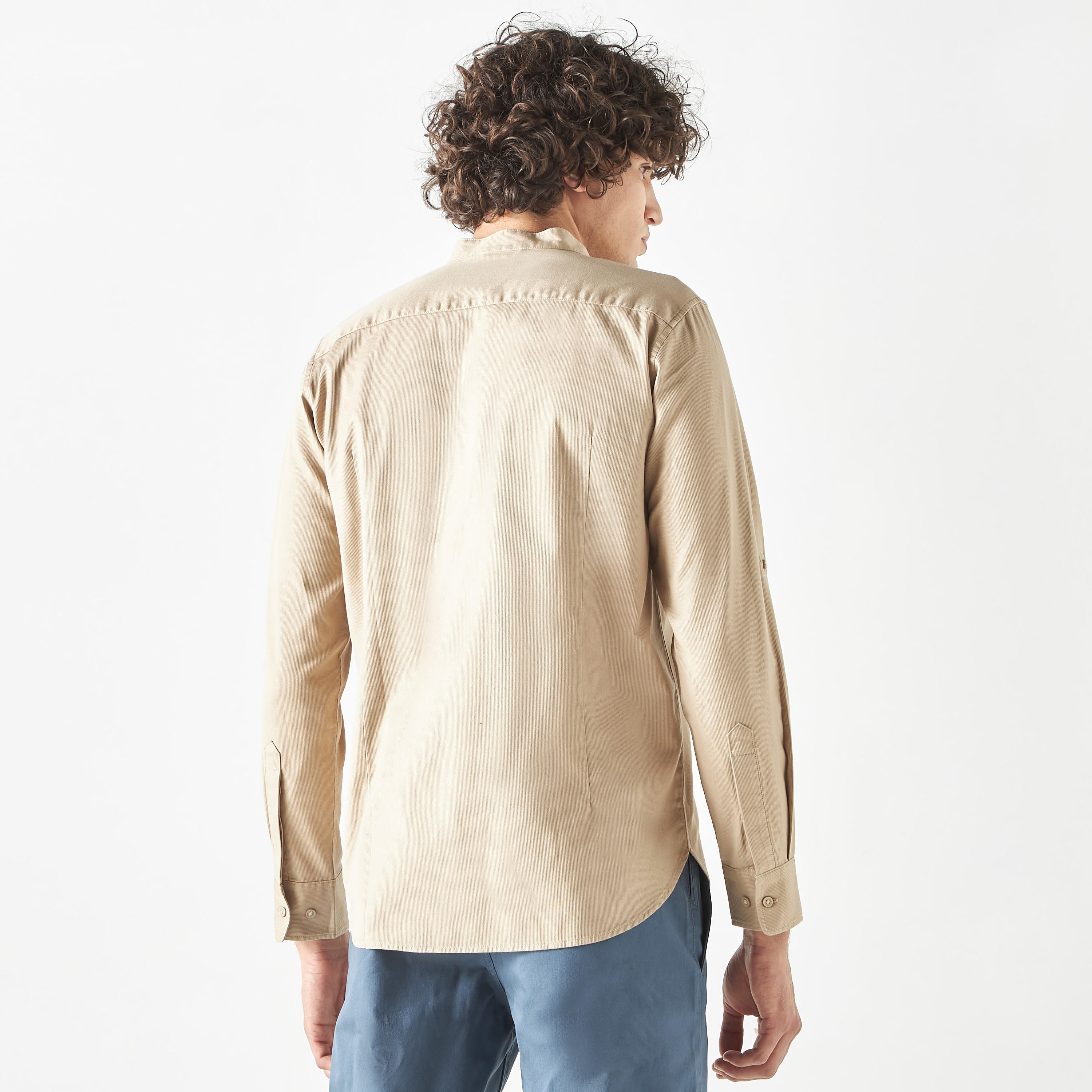 قميص بارز الملمس بقصة سليم بياقة ماندارين وأكمام طويلة-men-clothing-shirts-image-3
