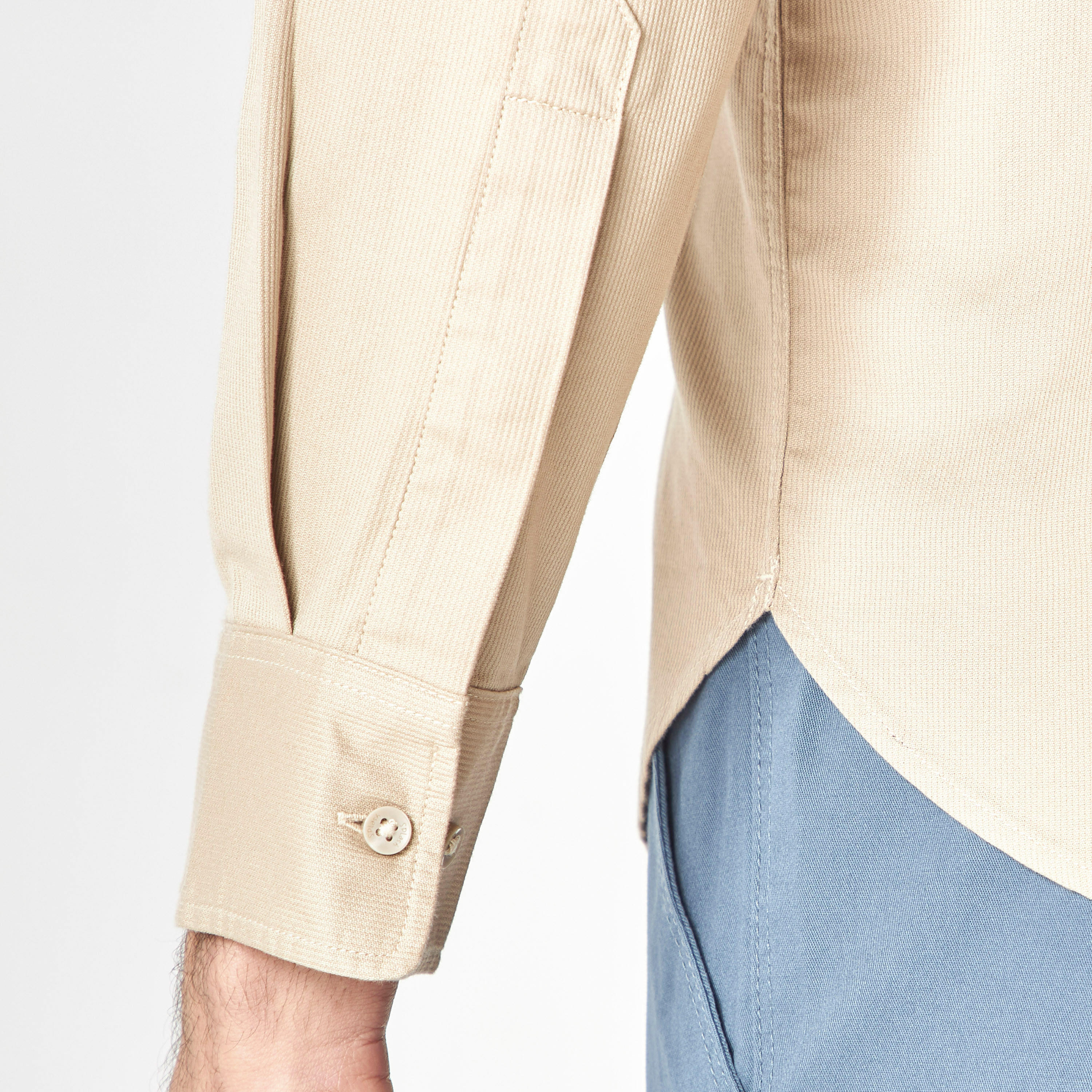 قميص بارز الملمس بقصة سليم بياقة ماندارين وأكمام طويلة-men-clothing-shirts-image-5