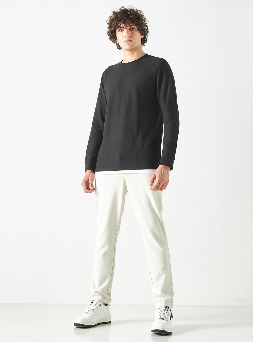 Textured Sweatshirt with Long Sleeves-men-winterwear-hoodiesandsweatshirts-image-2