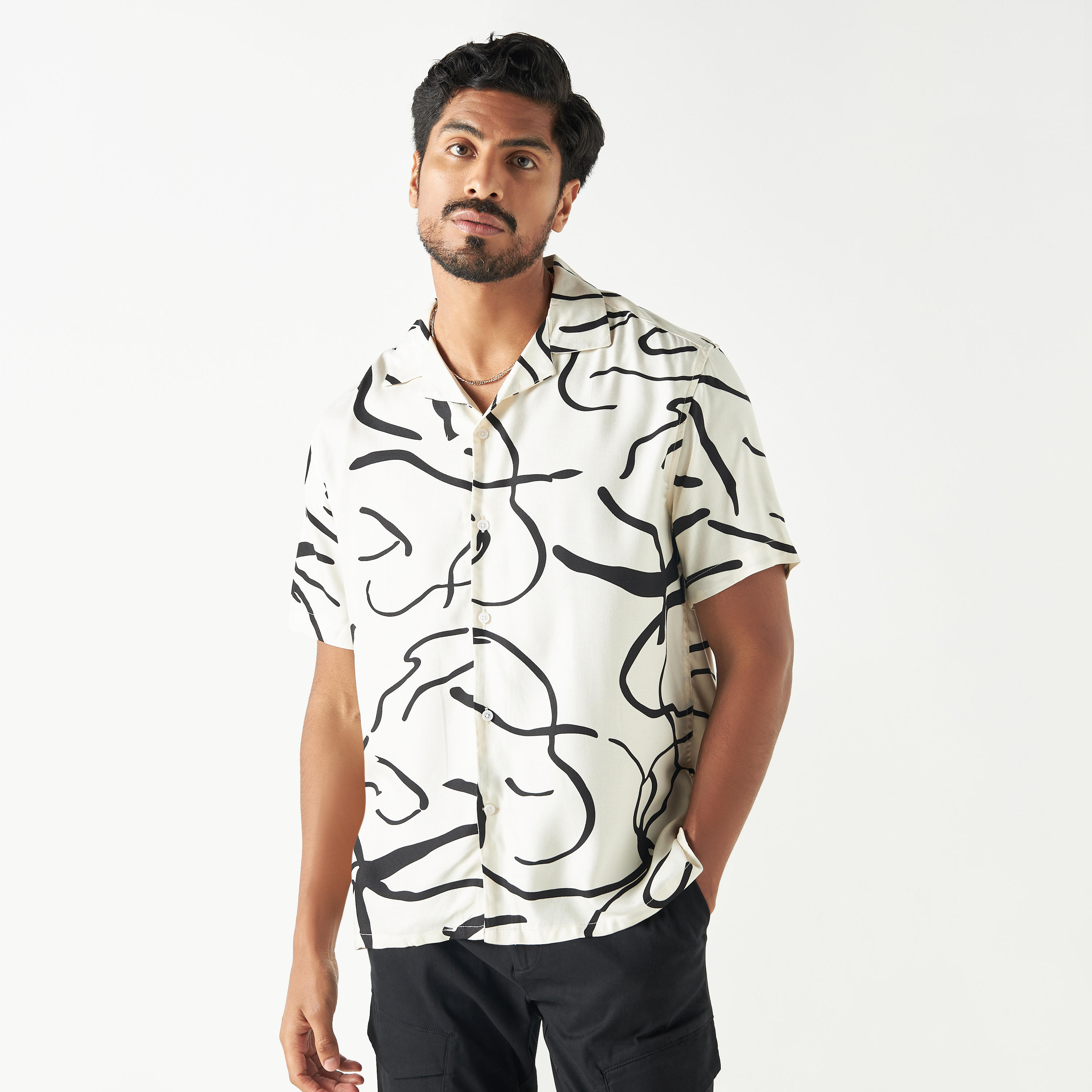 All-Over Print Camp Collar Shirt with Short Sleeves-men-clothing-shirts-image-13