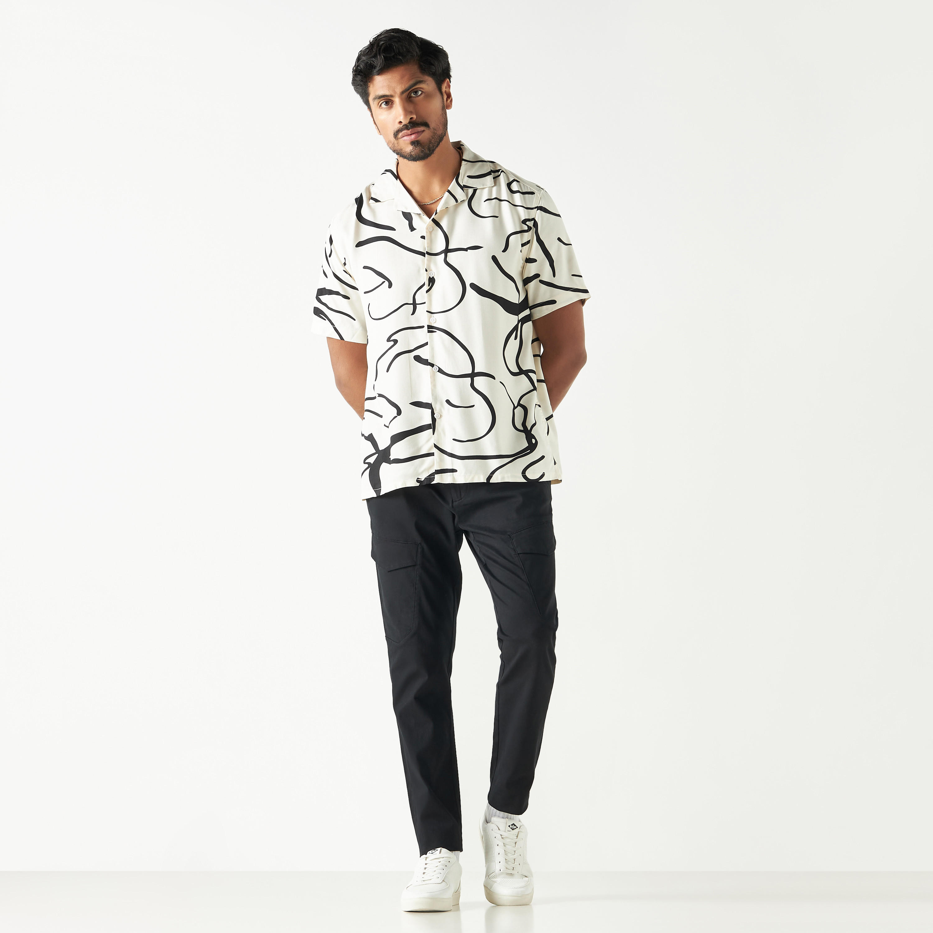 All-Over Print Camp Collar Shirt with Short Sleeves-men-clothing-shirts-image-14