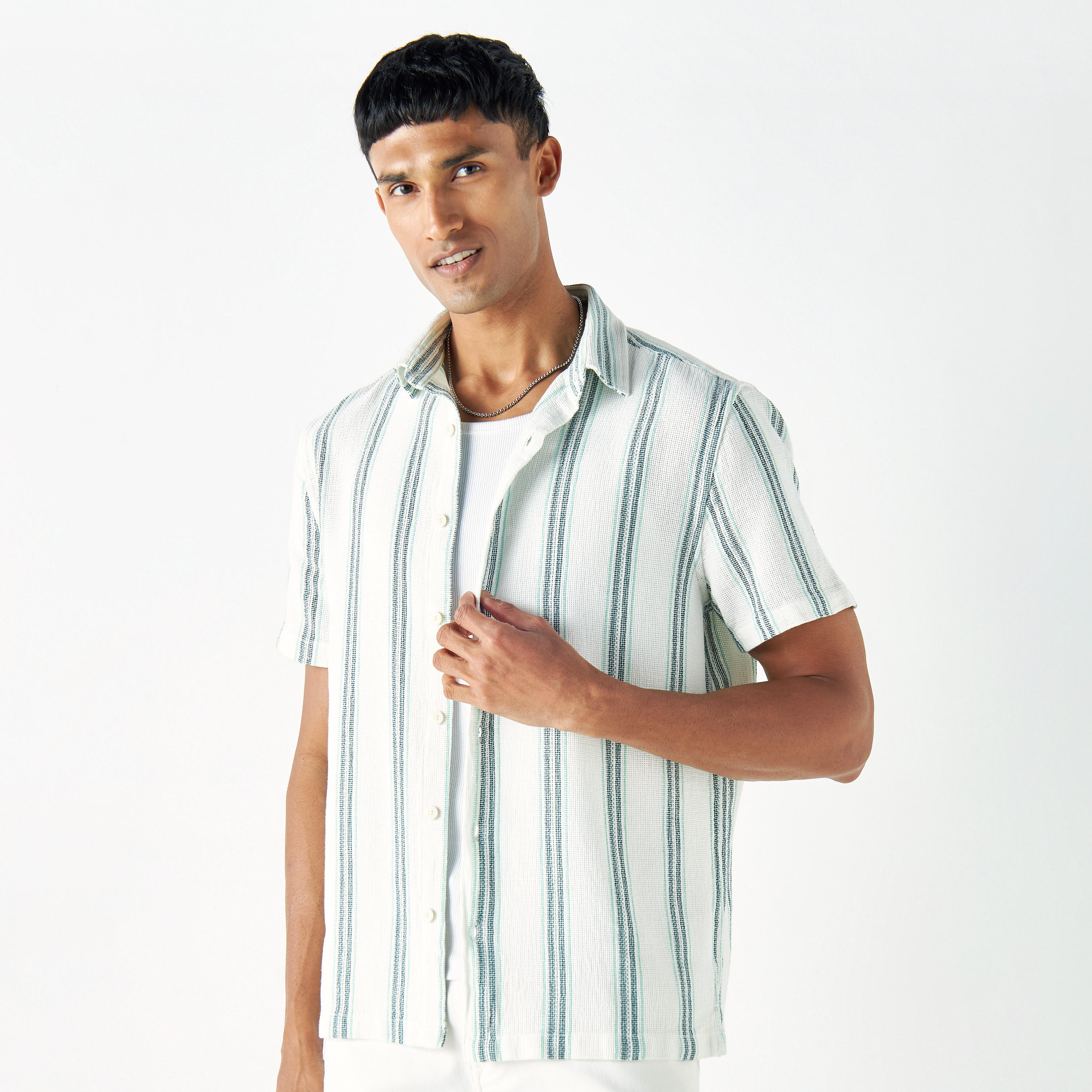 Striped Shirt with Short Sleeves-men-clothing-shirts-image-1