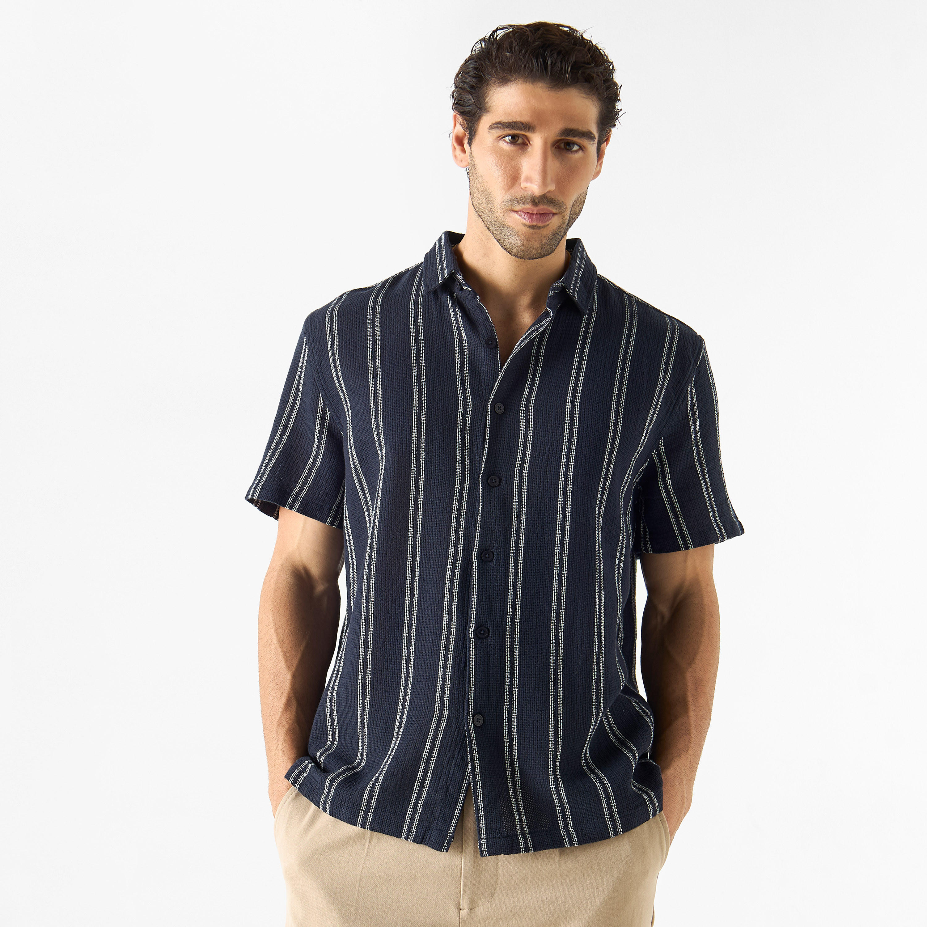 Striped Shirt with Short Sleeves-men-clothing-shirts-image-17
