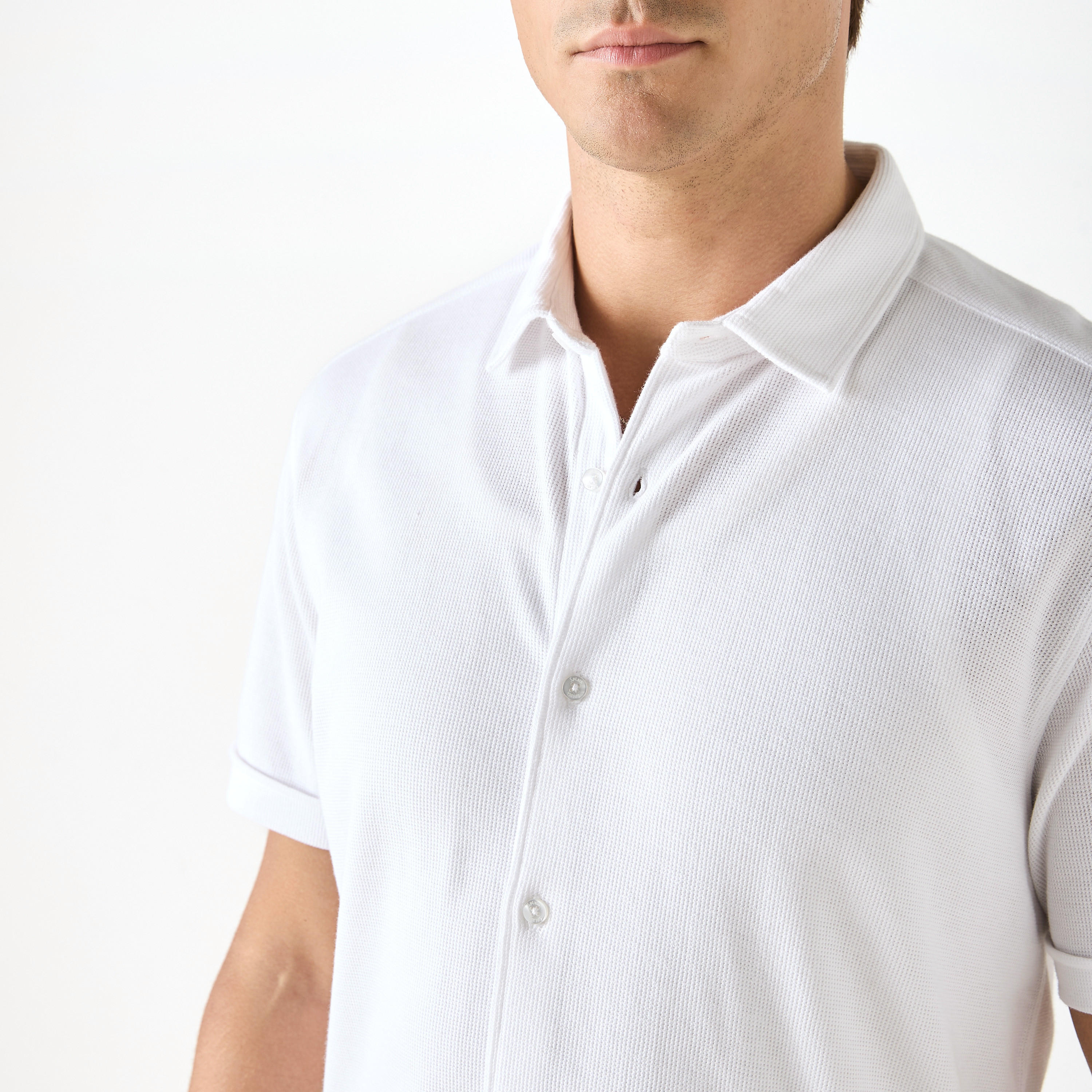 قميص بارز الملمس بقصّة سليم وأكمام قصيرة وياقة عادية-men-clothing-shirts-image-14