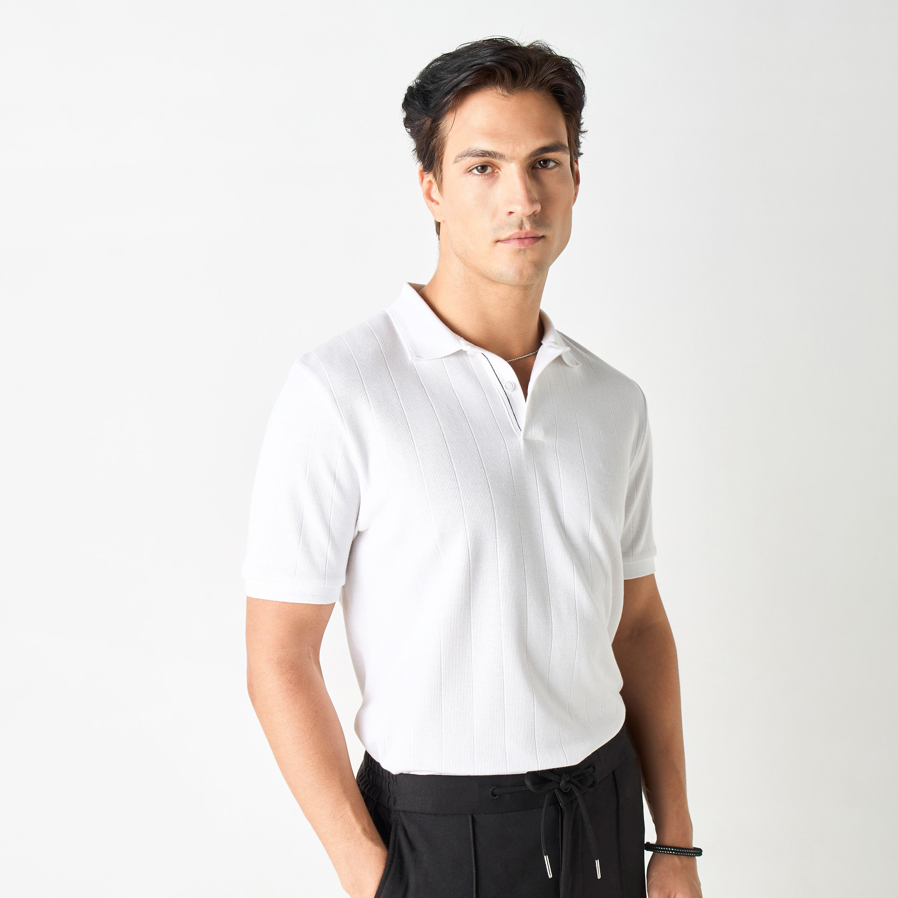 Striped Polo T-Shirt with Short Sleeves and Button Closure-men-clothing-tshirtsandpolos-polos-image-5